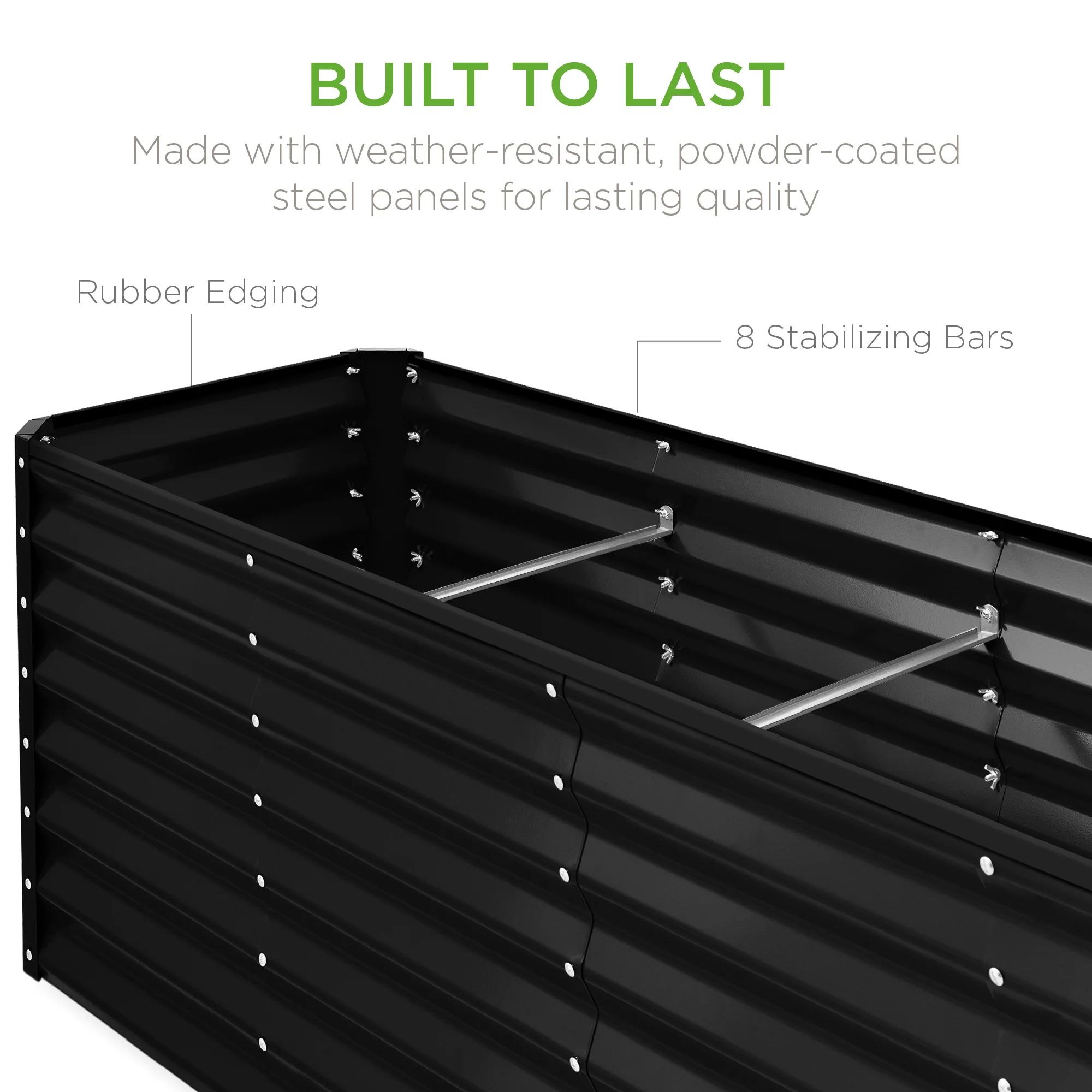 Outdoor Metal Raised Garden Bed for Vegetables, Flowers, Herbs - 8x2x2ft - Image 47