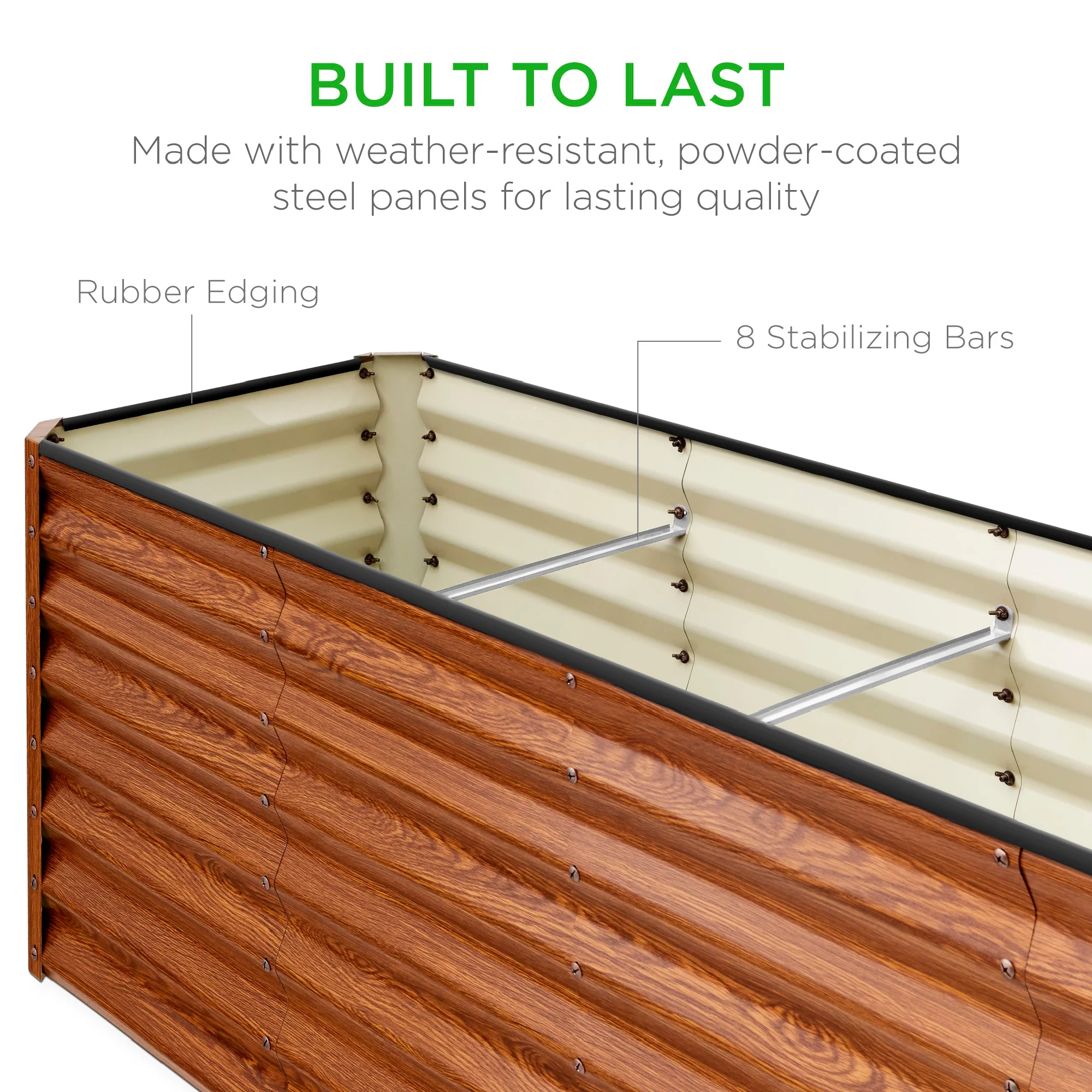 Outdoor Metal Raised Garden Bed for Vegetables, Flowers, Herbs - 8x2x2ft - Image 55