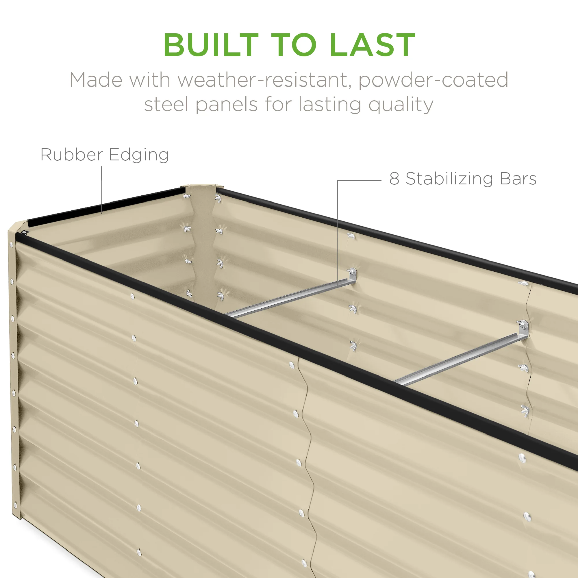 Outdoor Metal Raised Garden Bed for Vegetables, Flowers, Herbs - 8x2x2ft - Image 63