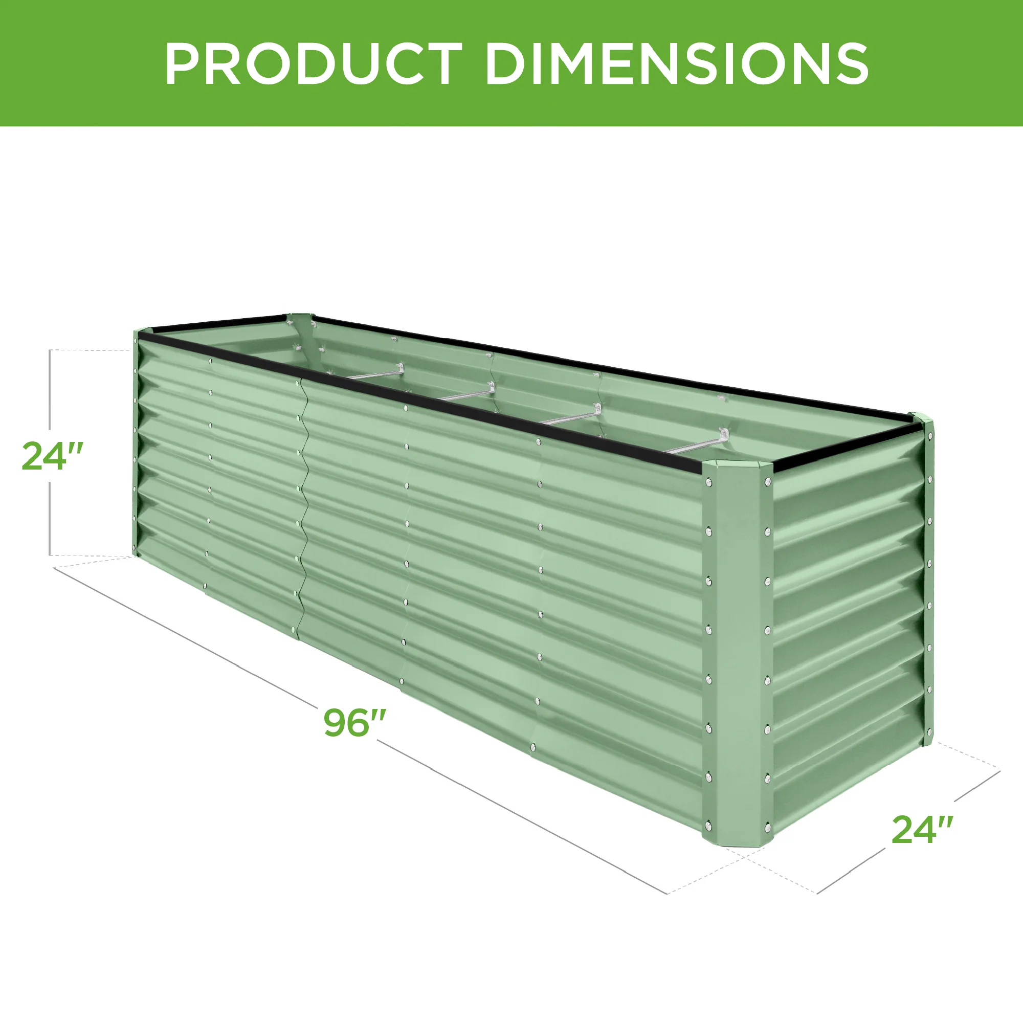 Outdoor Metal Raised Garden Bed for Vegetables, Flowers, Herbs - 8x2x2ft - Image 67