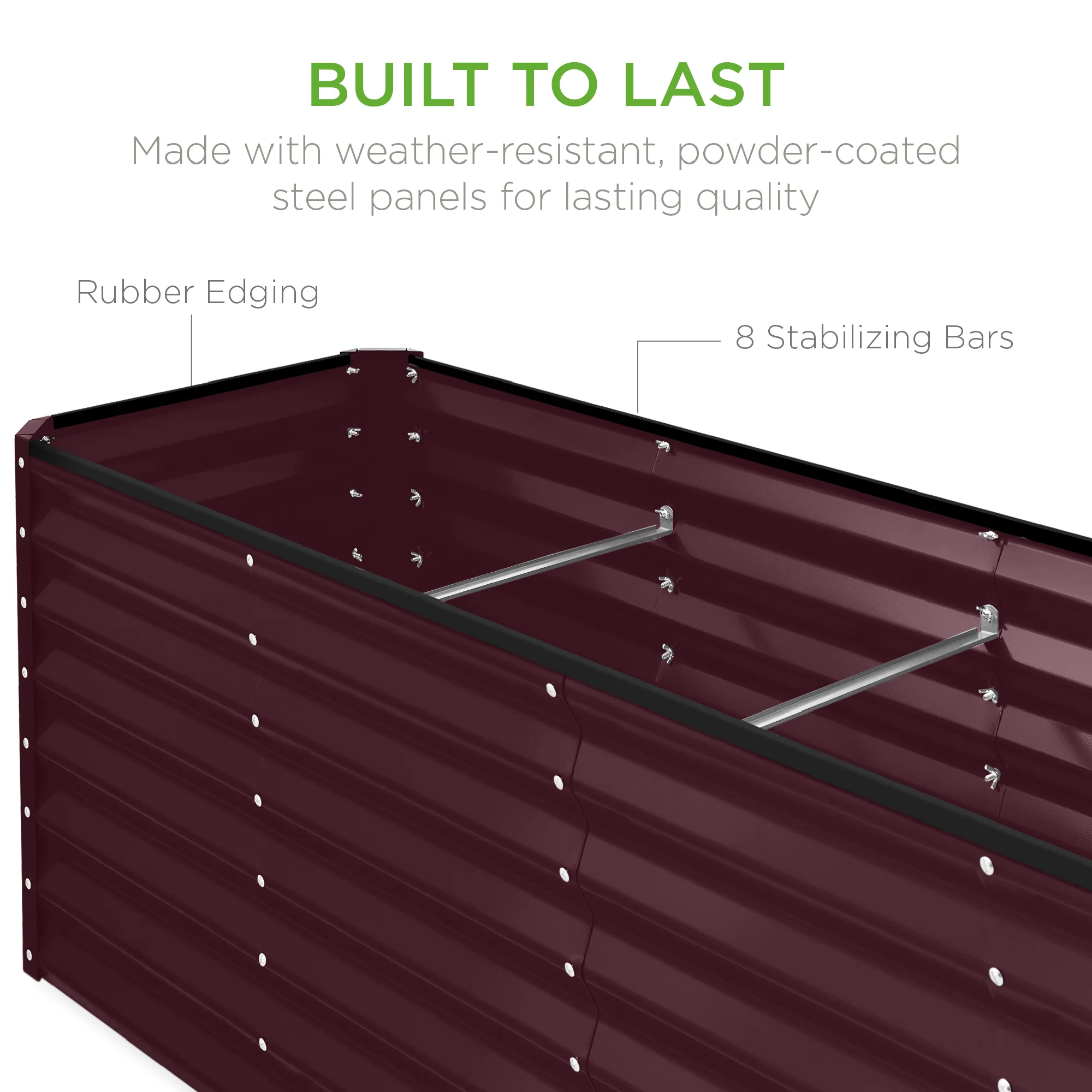 Outdoor Metal Raised Garden Bed for Vegetables, Flowers, Herbs - 8x2x2ft - Image 7