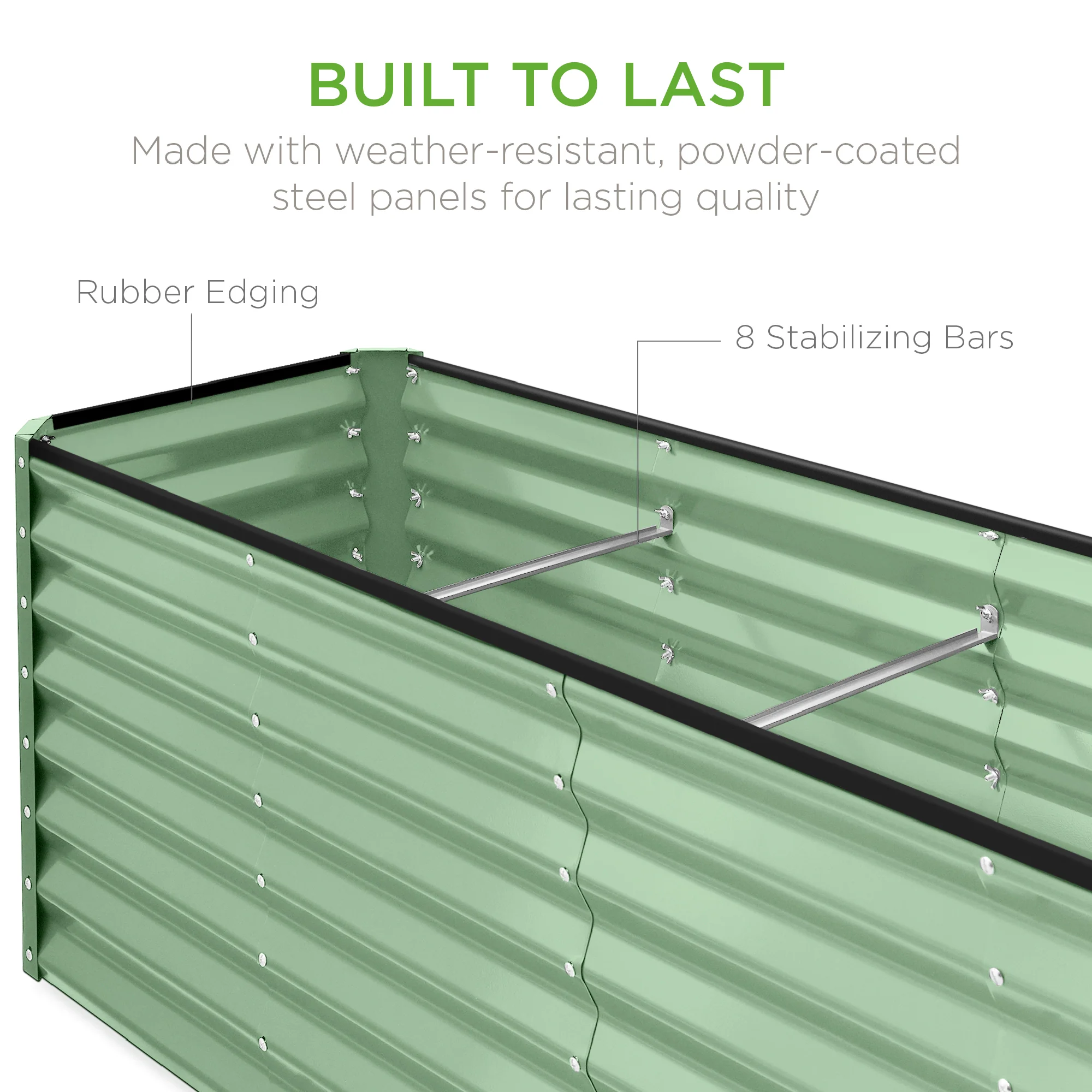 Outdoor Metal Raised Garden Bed for Vegetables, Flowers, Herbs - 8x2x2ft - Image 71
