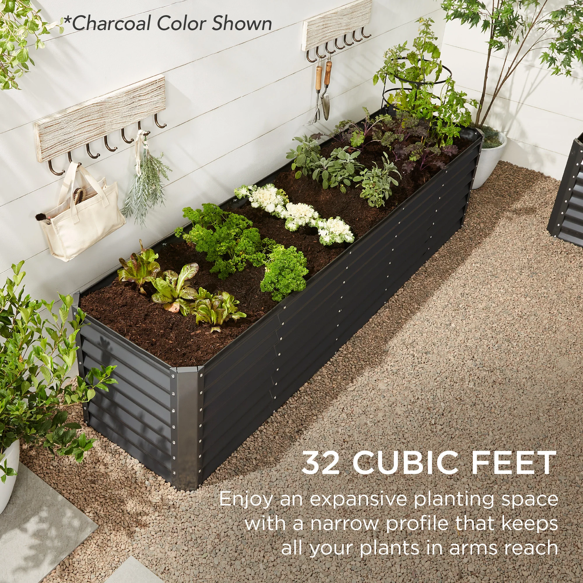 Outdoor Metal Raised Garden Bed for Vegetables, Flowers, Herbs - 8x2x2ft - Image 79