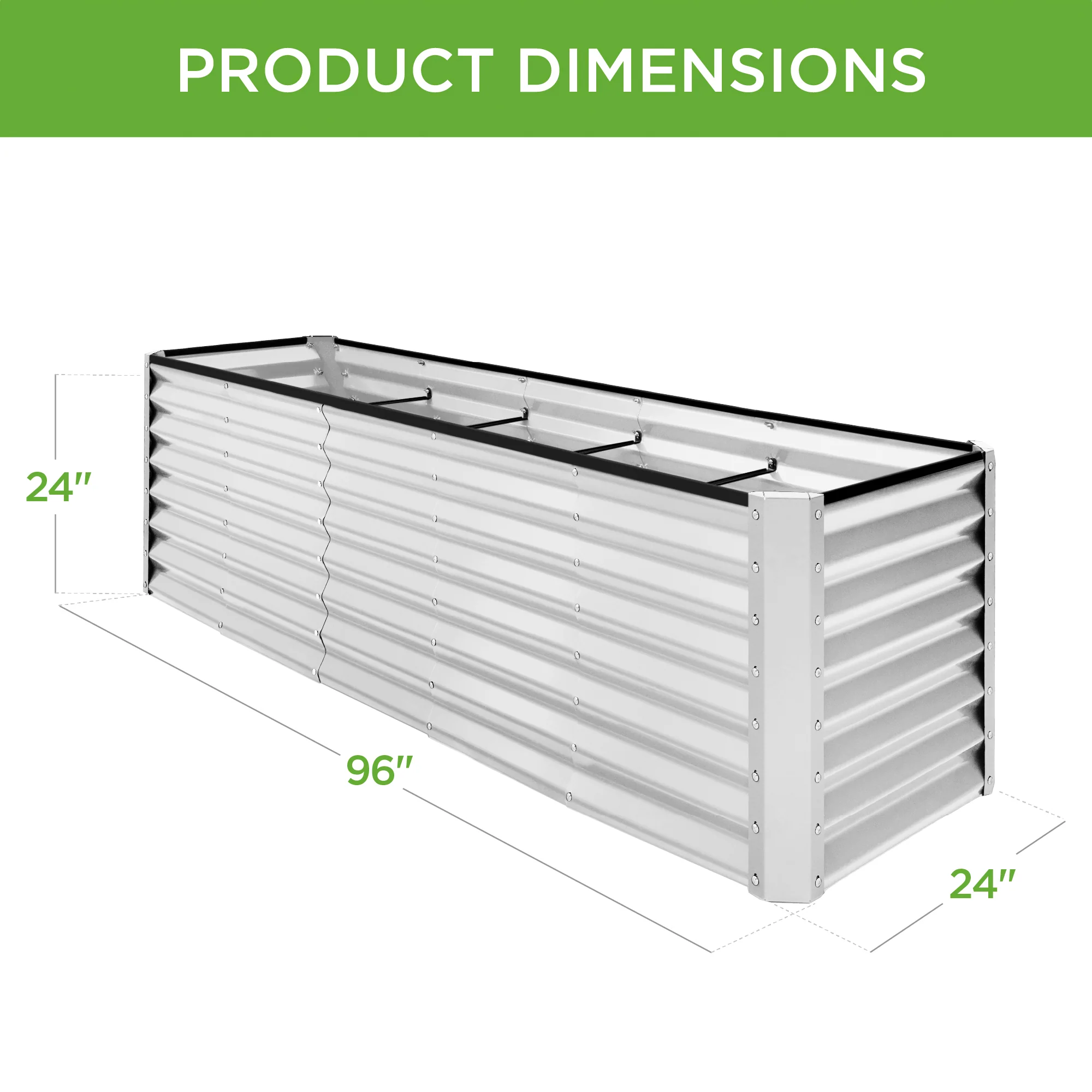 Outdoor Metal Raised Garden Bed for Vegetables, Flowers, Herbs - 8x2x2ft - Image 80