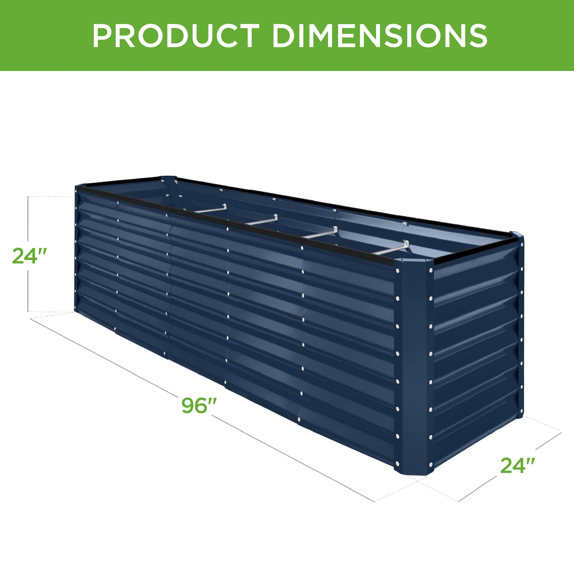 Outdoor Metal Raised Garden Bed for Vegetables, Flowers, Herbs - 8x2x2ft - Image 83