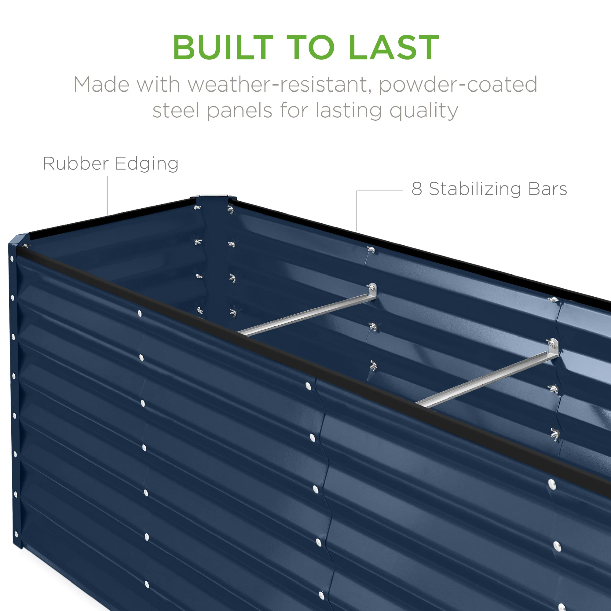 Outdoor Metal Raised Garden Bed for Vegetables, Flowers, Herbs - 8x2x2ft - Image 87