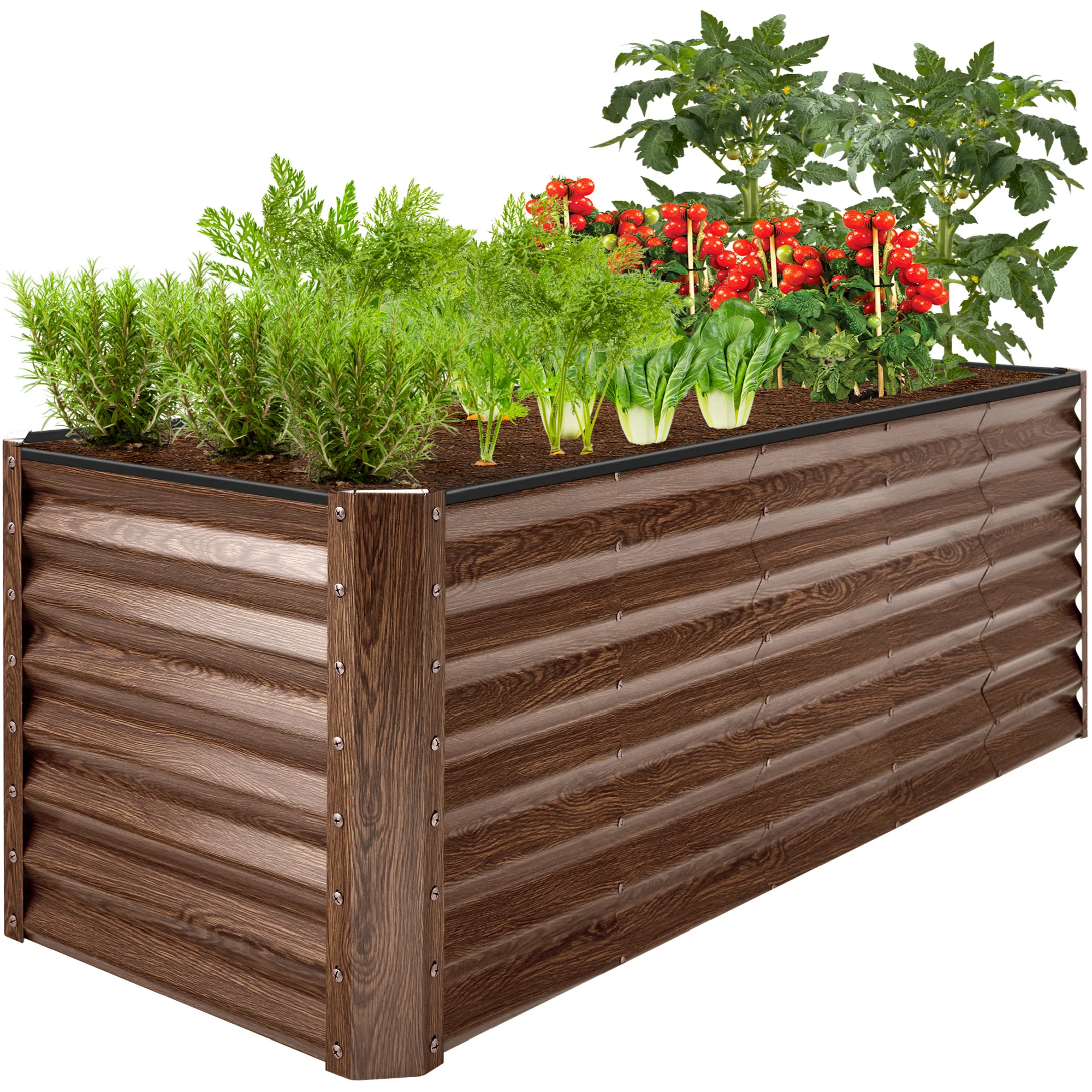 Outdoor Metal Raised Garden Bed for Vegetables, Flowers, Herbs - 8x2x2ft - Image 89