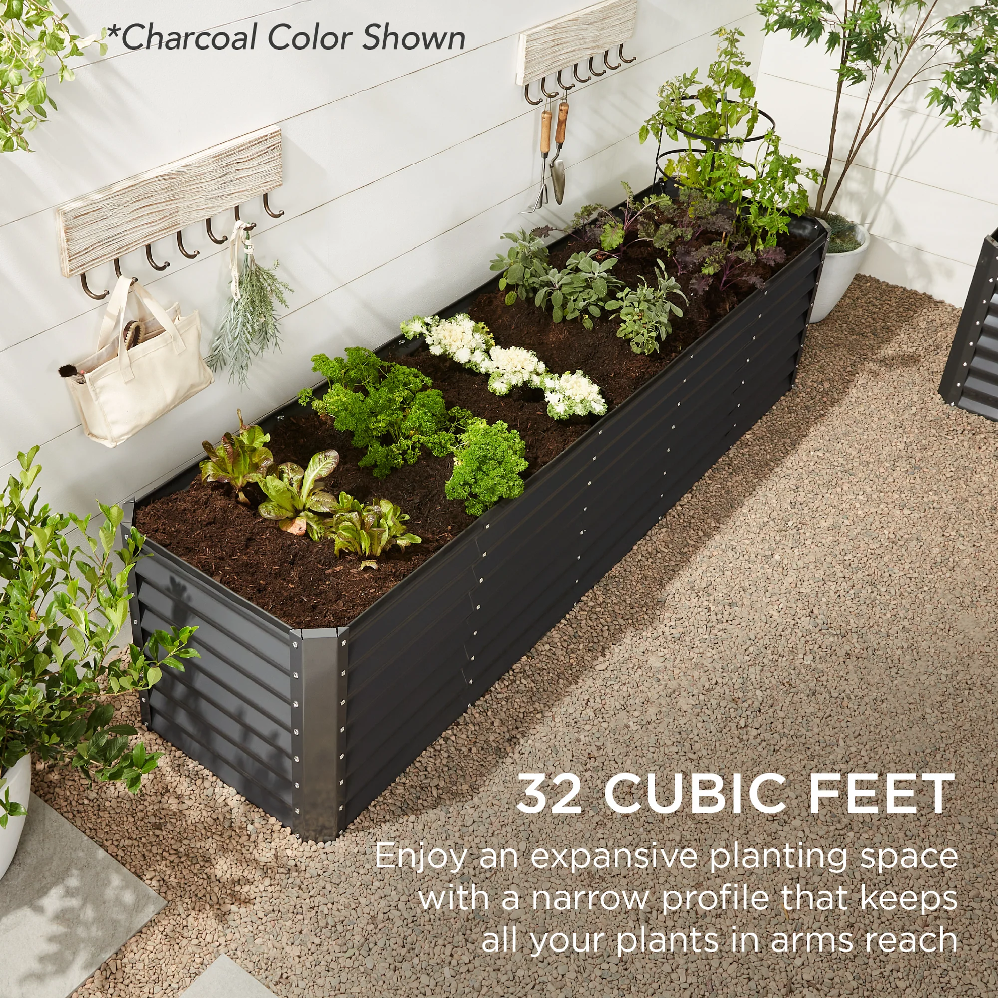 Outdoor Metal Raised Garden Bed for Vegetables, Flowers, Herbs - 8x2x2ft - Image 96