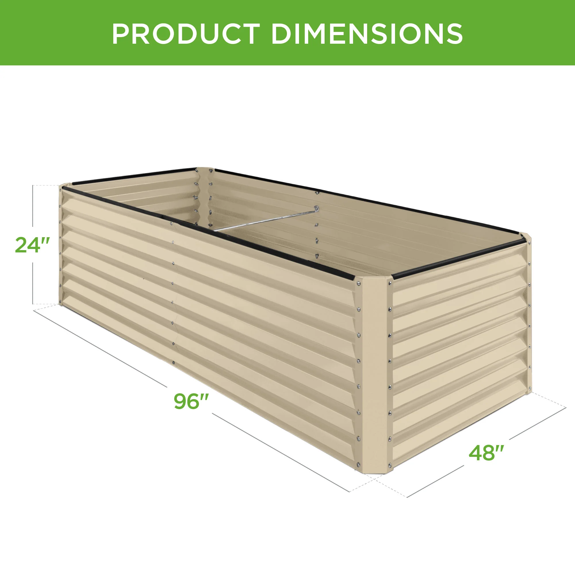Outdoor Metal Raised Garden Bed for Vegetables, Flowers, Herbs - 8x4x2ft - Image 104