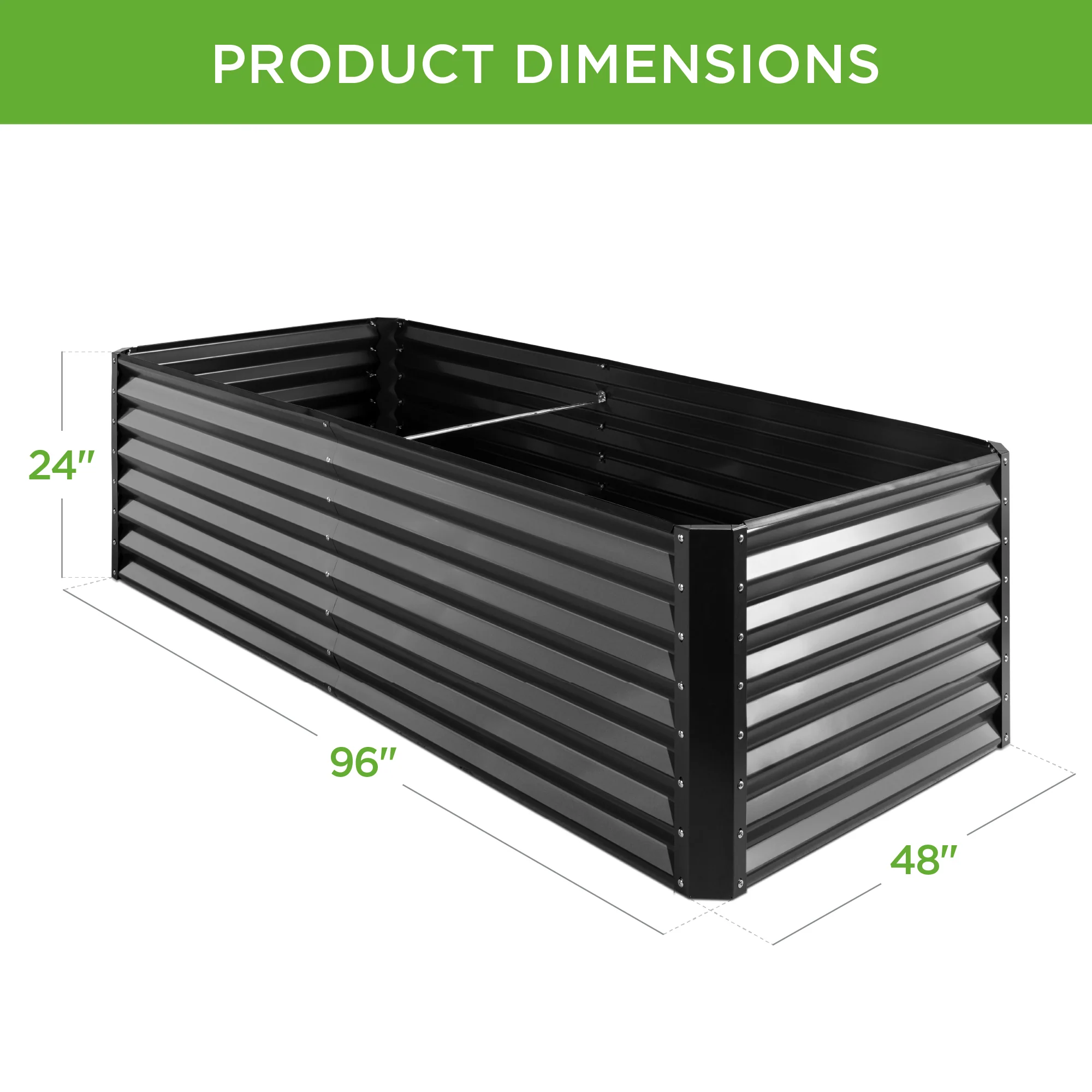 Outdoor Metal Raised Garden Bed for Vegetables, Flowers, Herbs - 8x4x2ft - Image 112