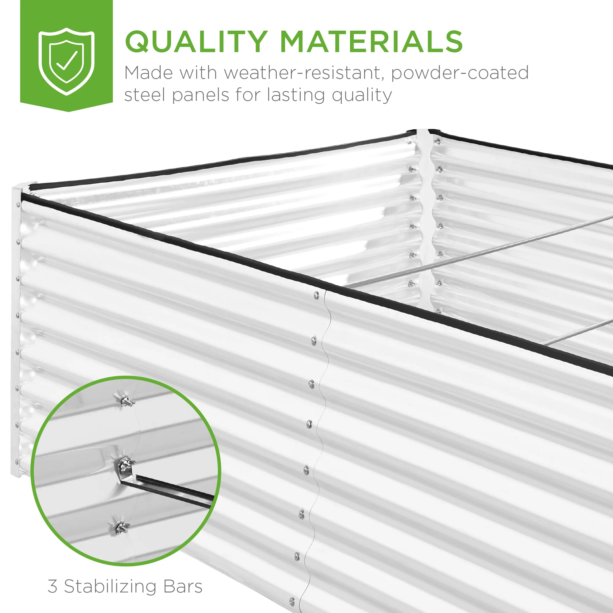 Outdoor Metal Raised Garden Bed for Vegetables, Flowers, Herbs - 8x4x2ft - Image 119