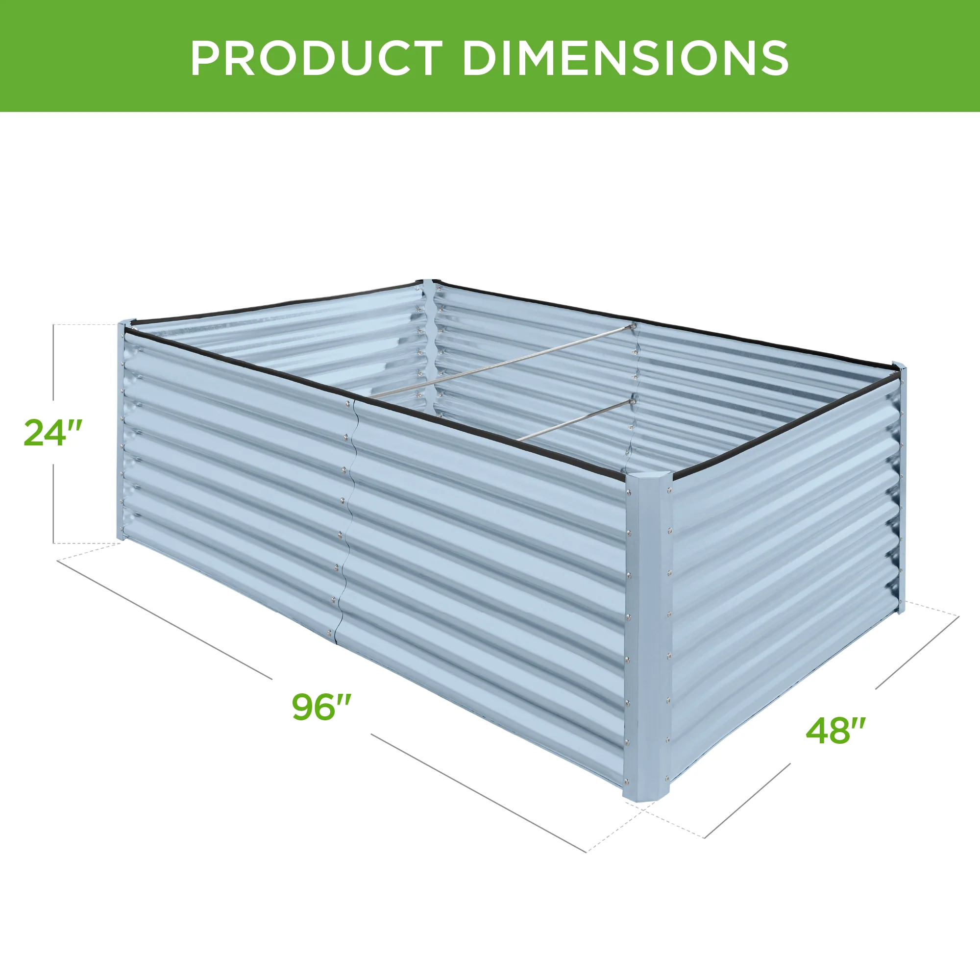 Outdoor Metal Raised Garden Bed for Vegetables, Flowers, Herbs - 8x4x2ft - Image 123