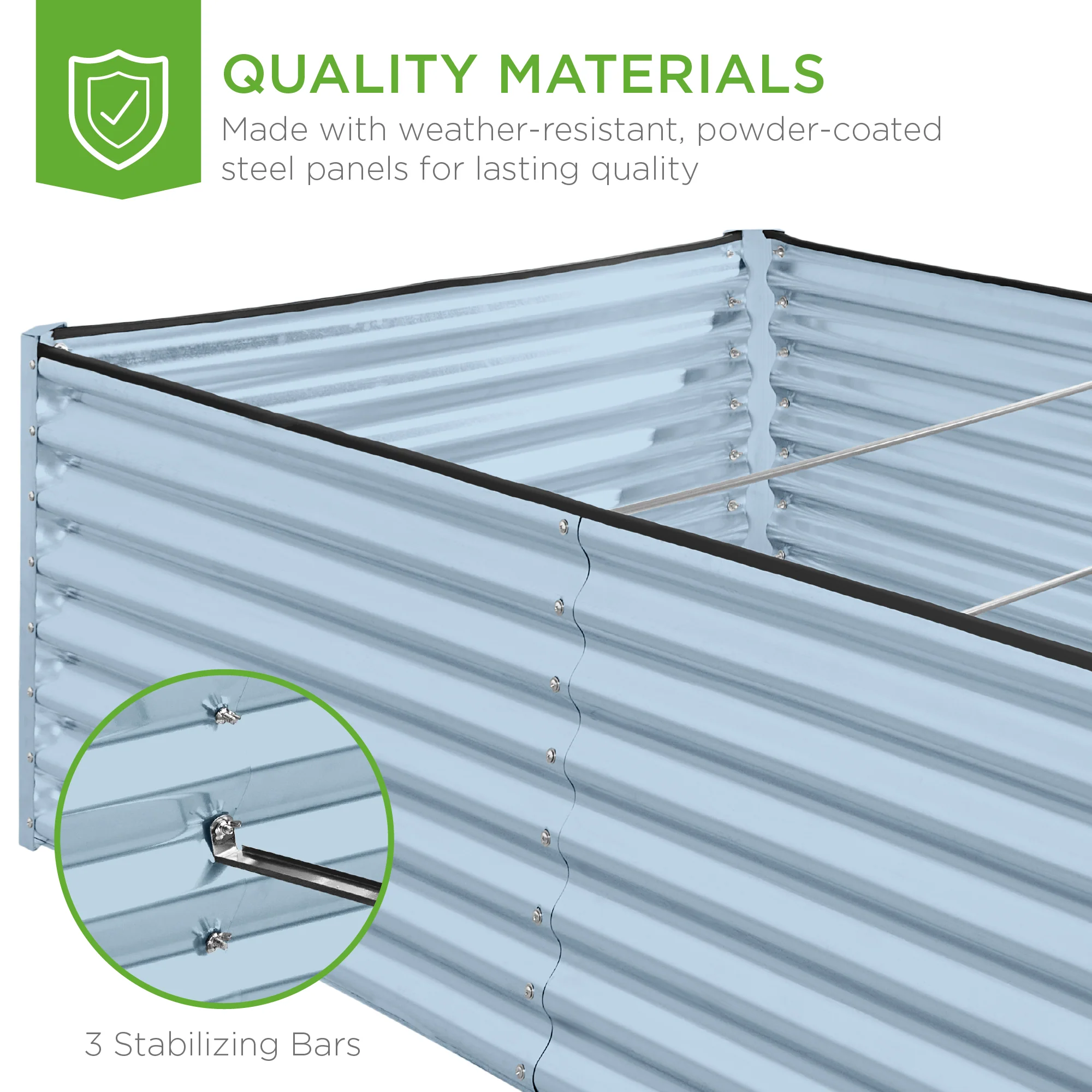 Outdoor Metal Raised Garden Bed for Vegetables, Flowers, Herbs - 8x4x2ft - Image 127