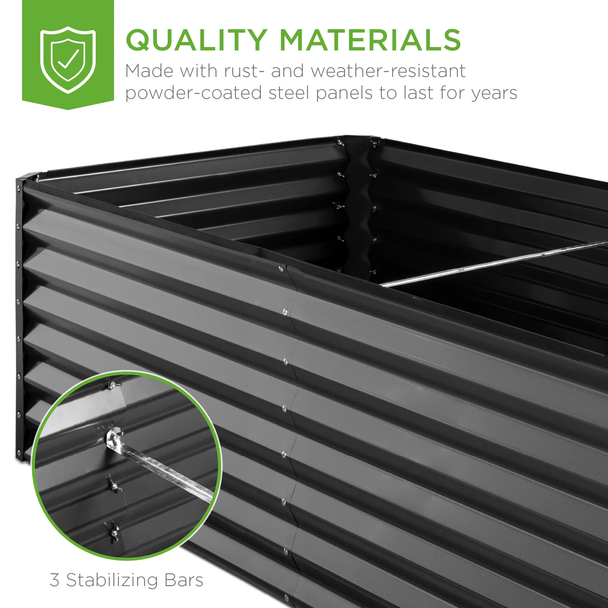 Outdoor Metal Raised Garden Bed for Vegetables, Flowers, Herbs - 8x4x2ft - Image 134