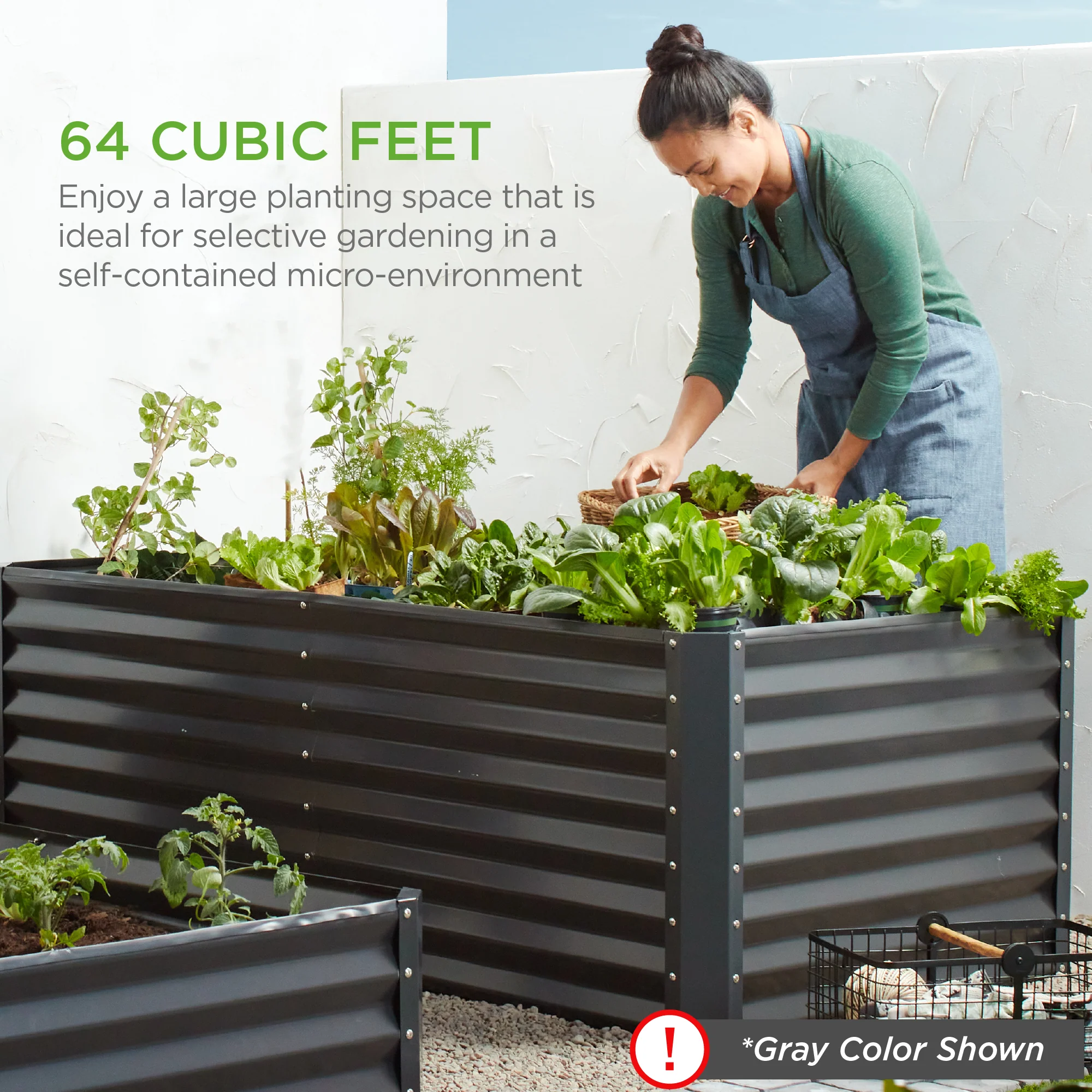Outdoor Metal Raised Garden Bed for Vegetables, Flowers, Herbs - 8x4x2ft - Image 143