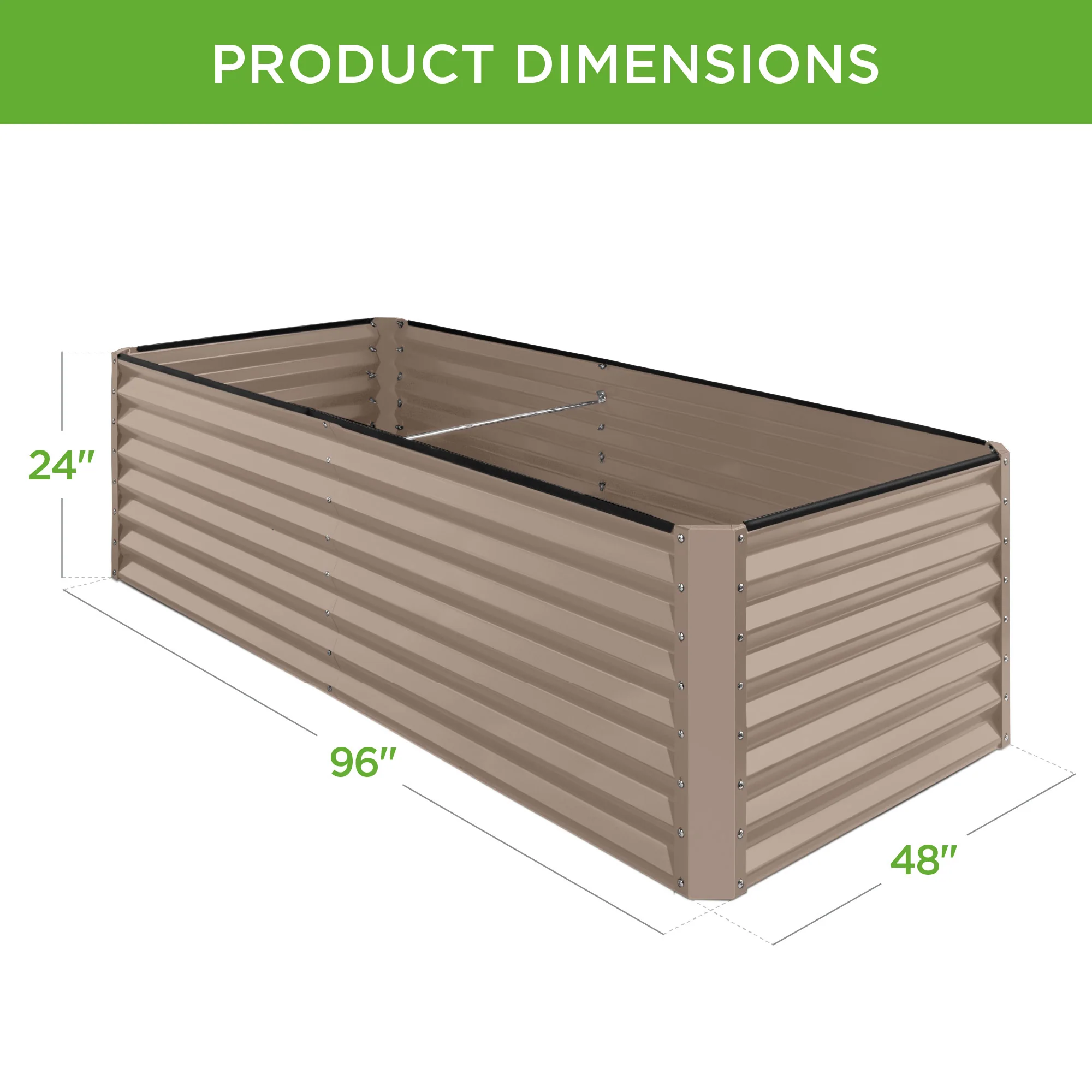 Outdoor Metal Raised Garden Bed for Vegetables, Flowers, Herbs - 8x4x2ft - Image 144