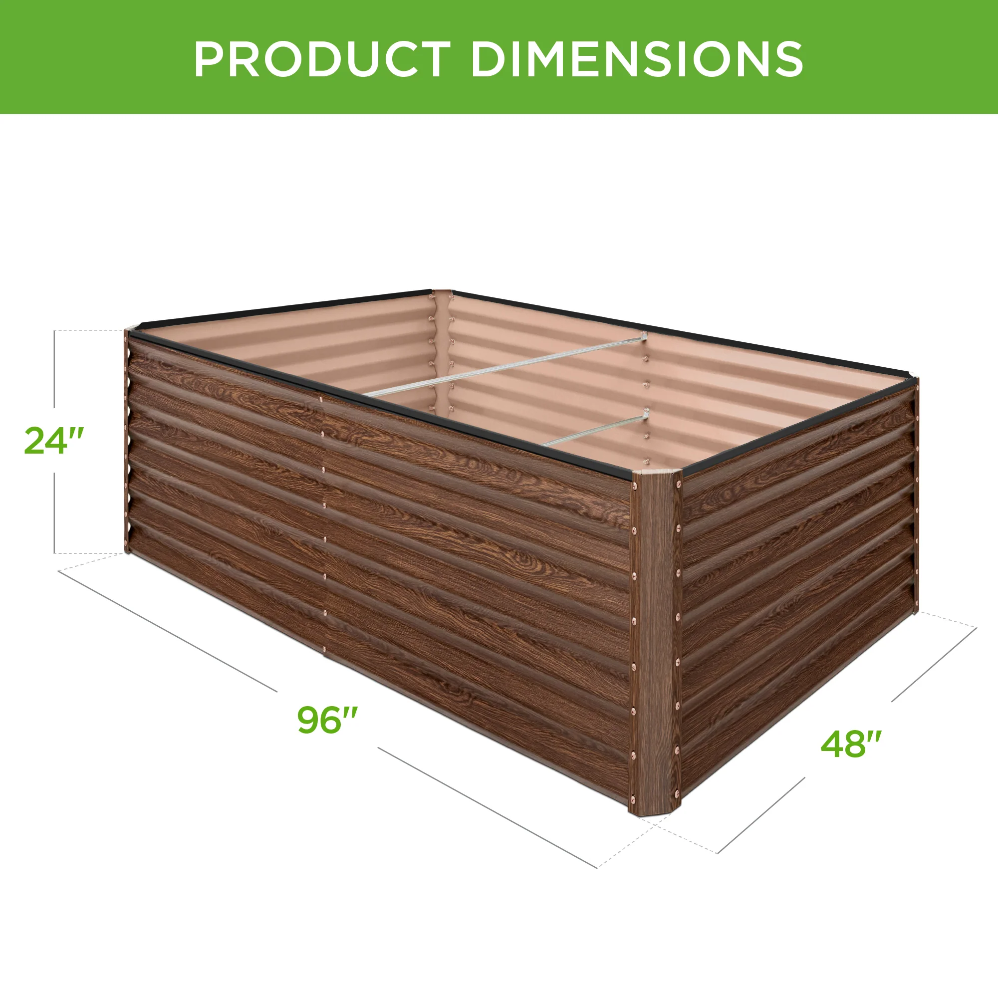 Outdoor Metal Raised Garden Bed for Vegetables, Flowers, Herbs - 8x4x2ft - Image 19