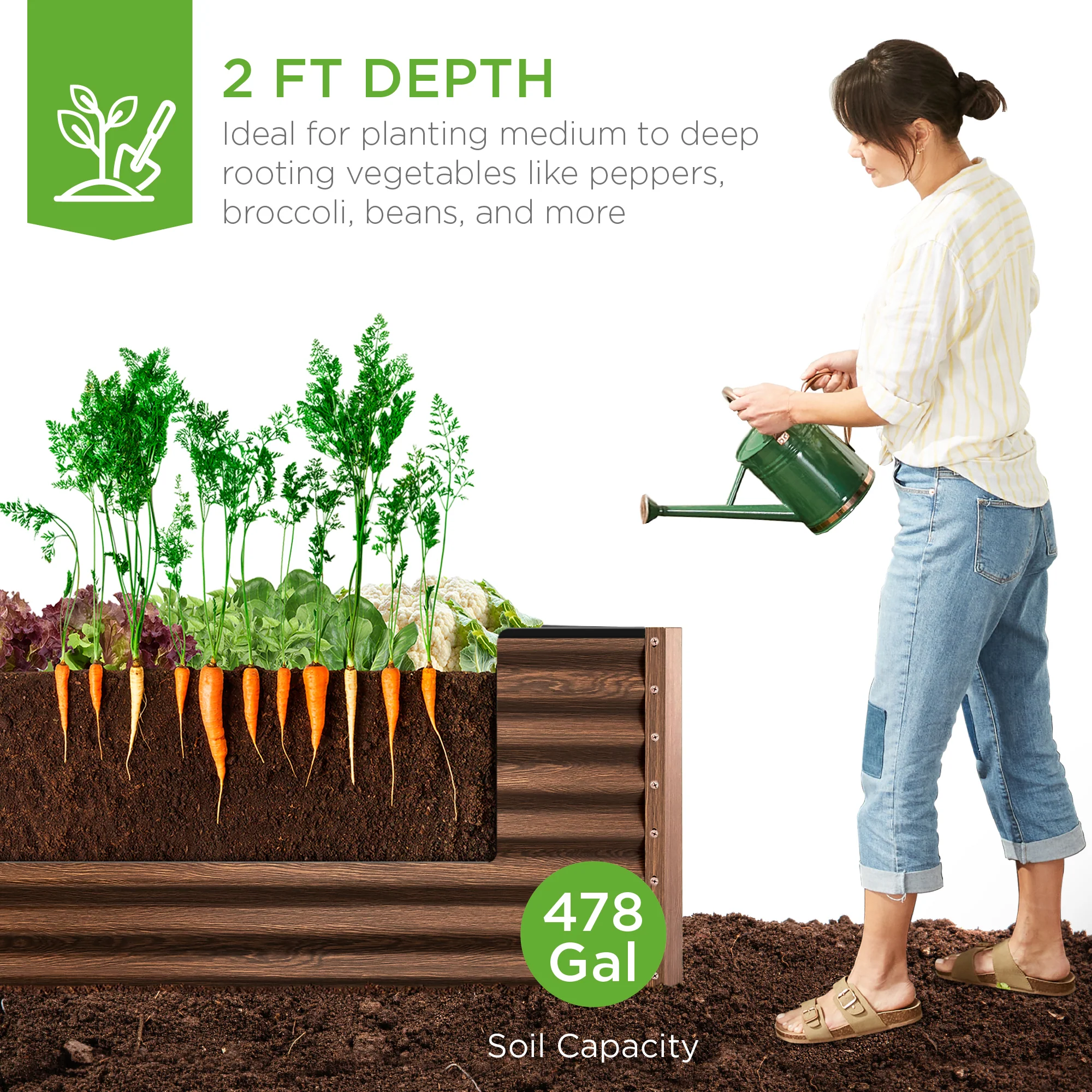 Outdoor Metal Raised Garden Bed for Vegetables, Flowers, Herbs - 8x4x2ft - Image 20
