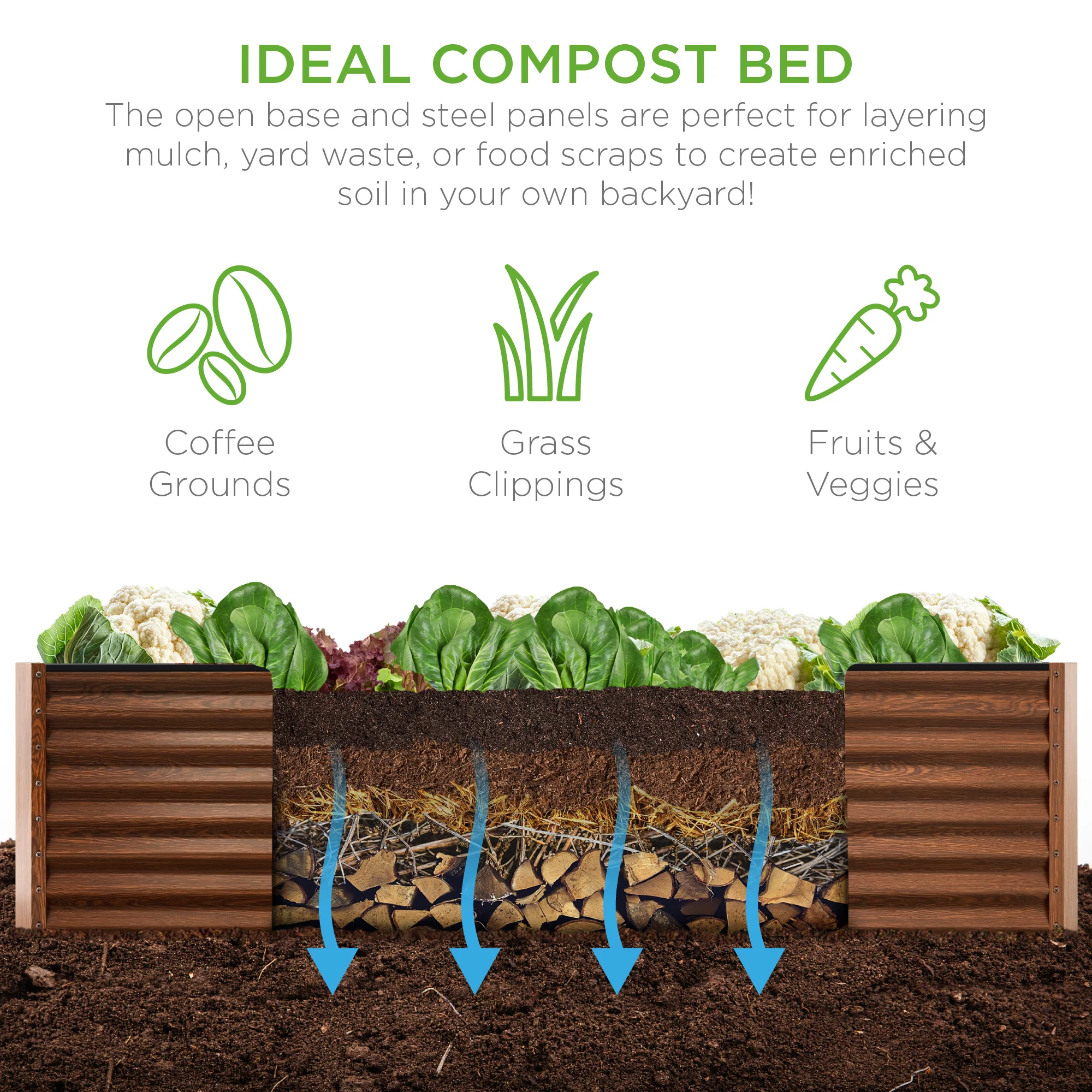 Outdoor Metal Raised Garden Bed for Vegetables, Flowers, Herbs - 8x4x2ft - Image 28
