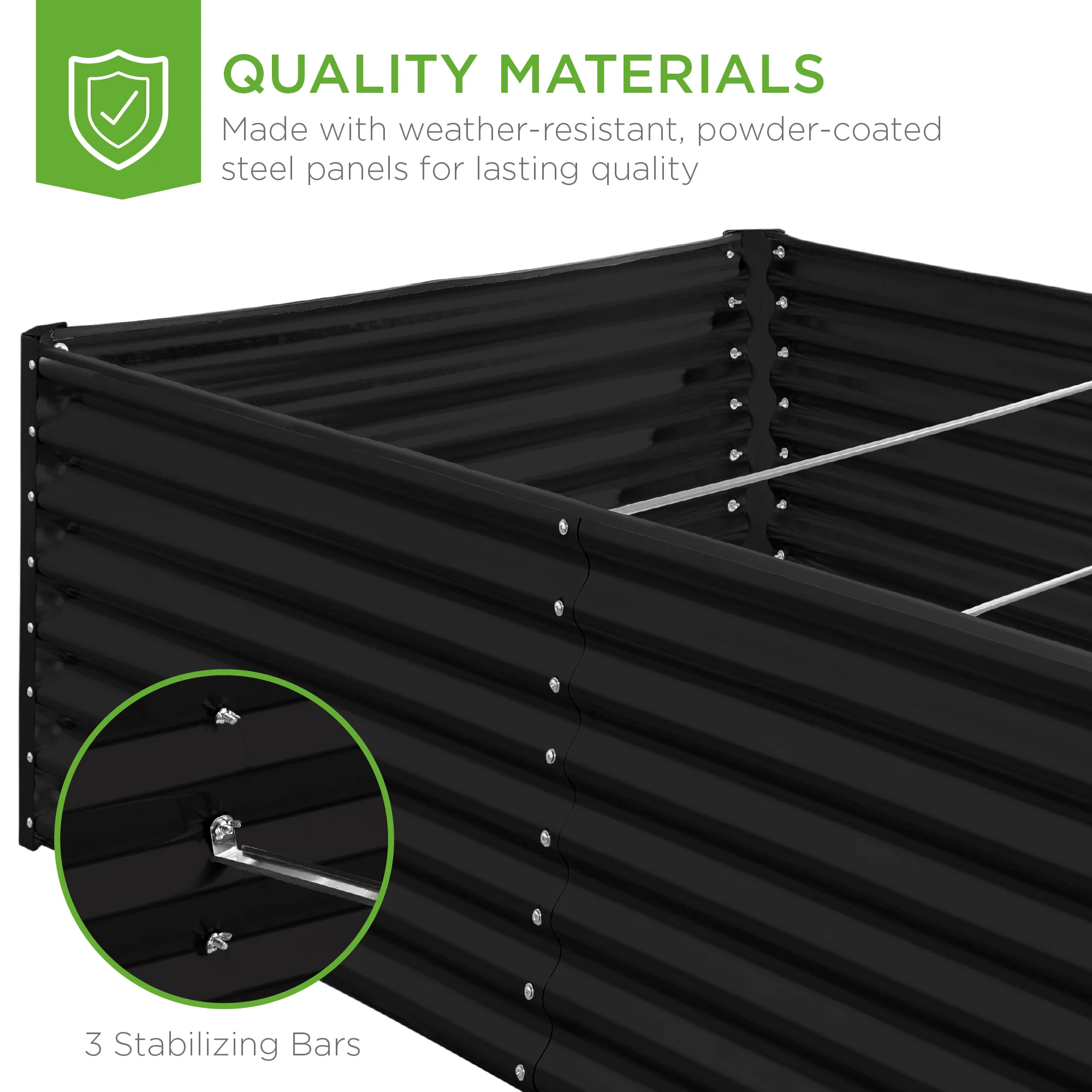 Outdoor Metal Raised Garden Bed for Vegetables, Flowers, Herbs - 8x4x2ft - Image 47