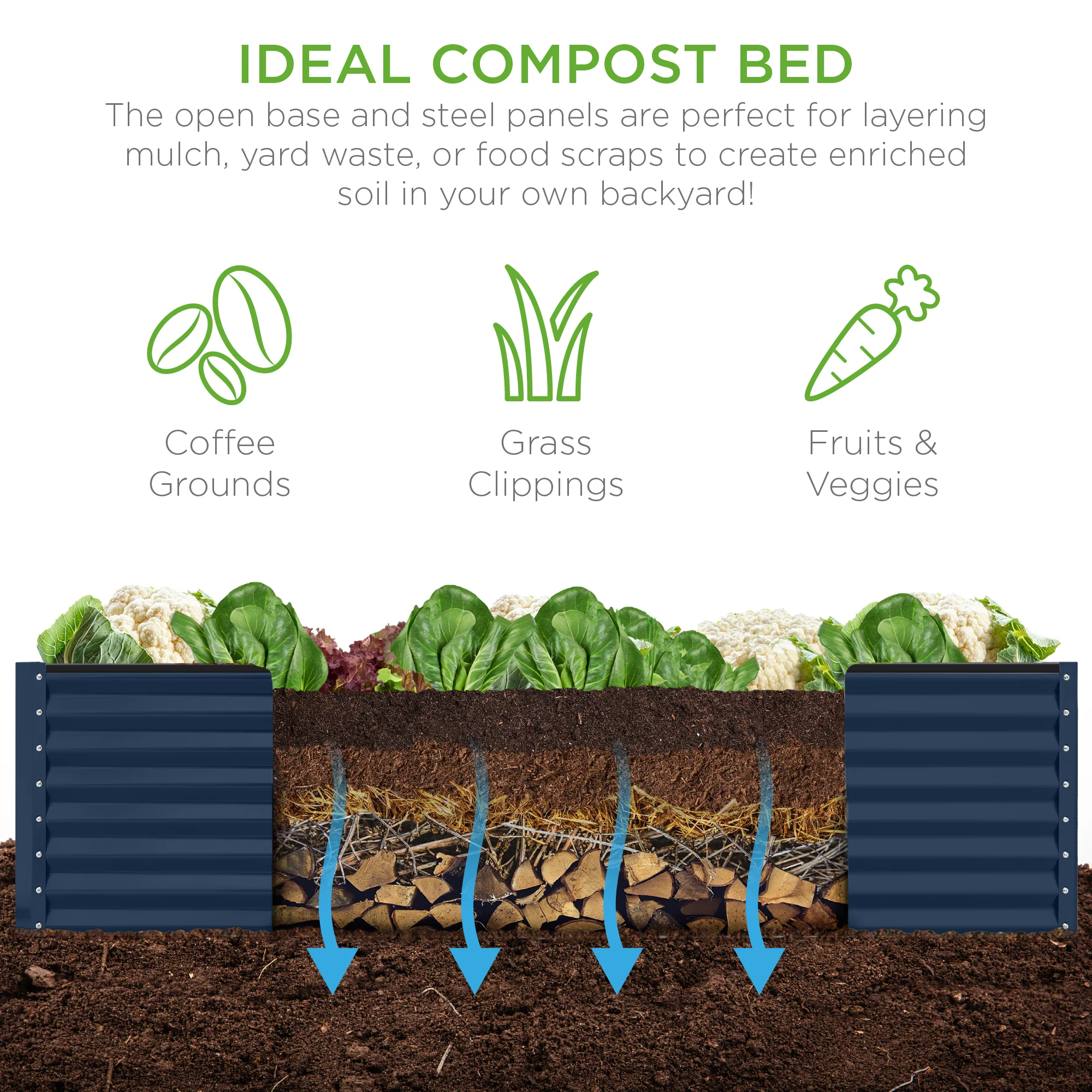 Outdoor Metal Raised Garden Bed for Vegetables, Flowers, Herbs - 8x4x2ft - Image 5