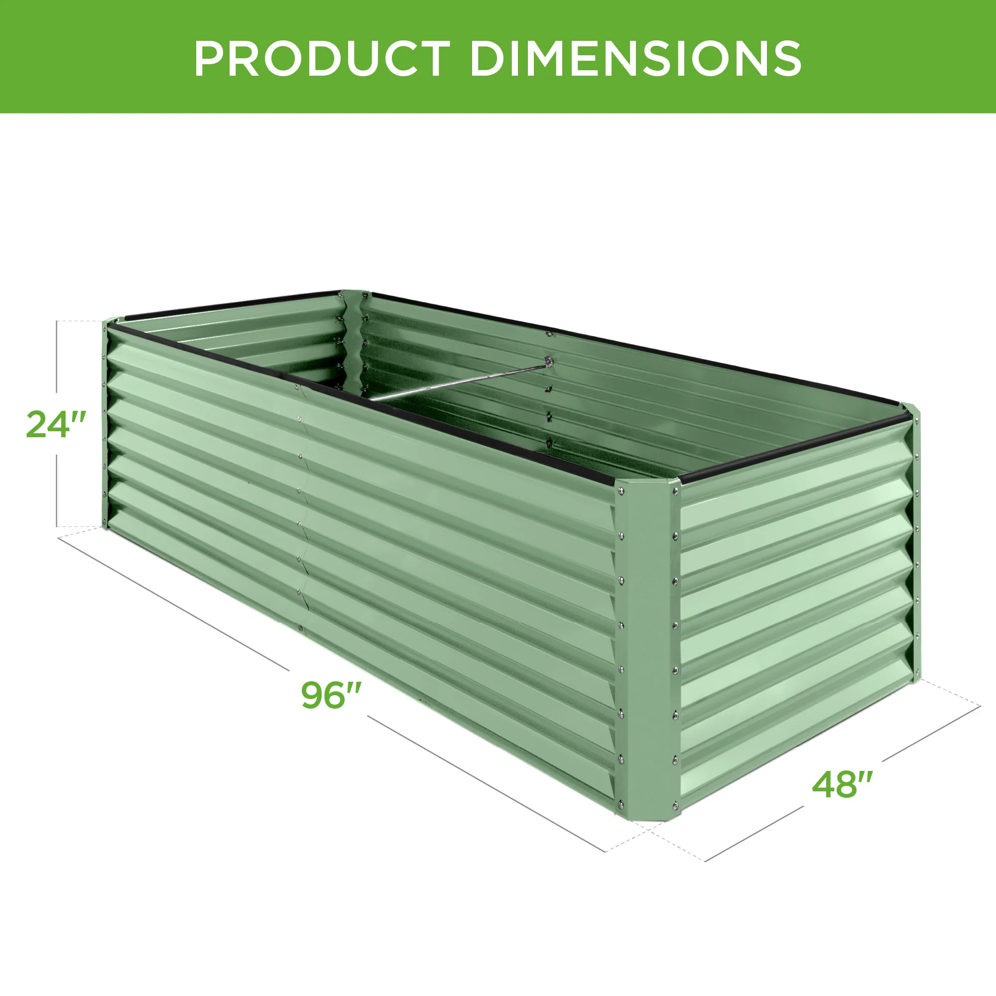 Outdoor Metal Raised Garden Bed for Vegetables, Flowers, Herbs - 8x4x2ft - Image 72