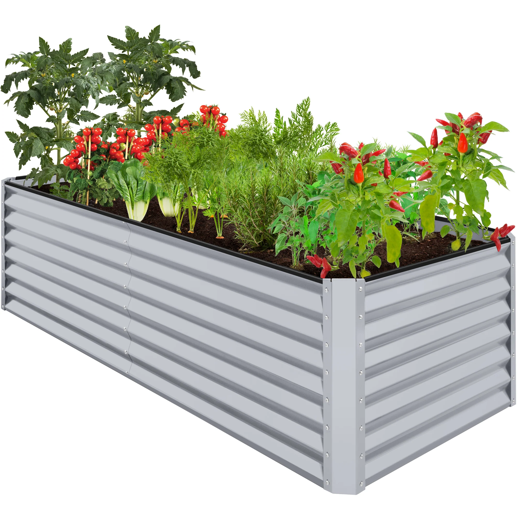 Outdoor Metal Raised Garden Bed for Vegetables, Flowers, Herbs - 8x4x2ft - Image 73