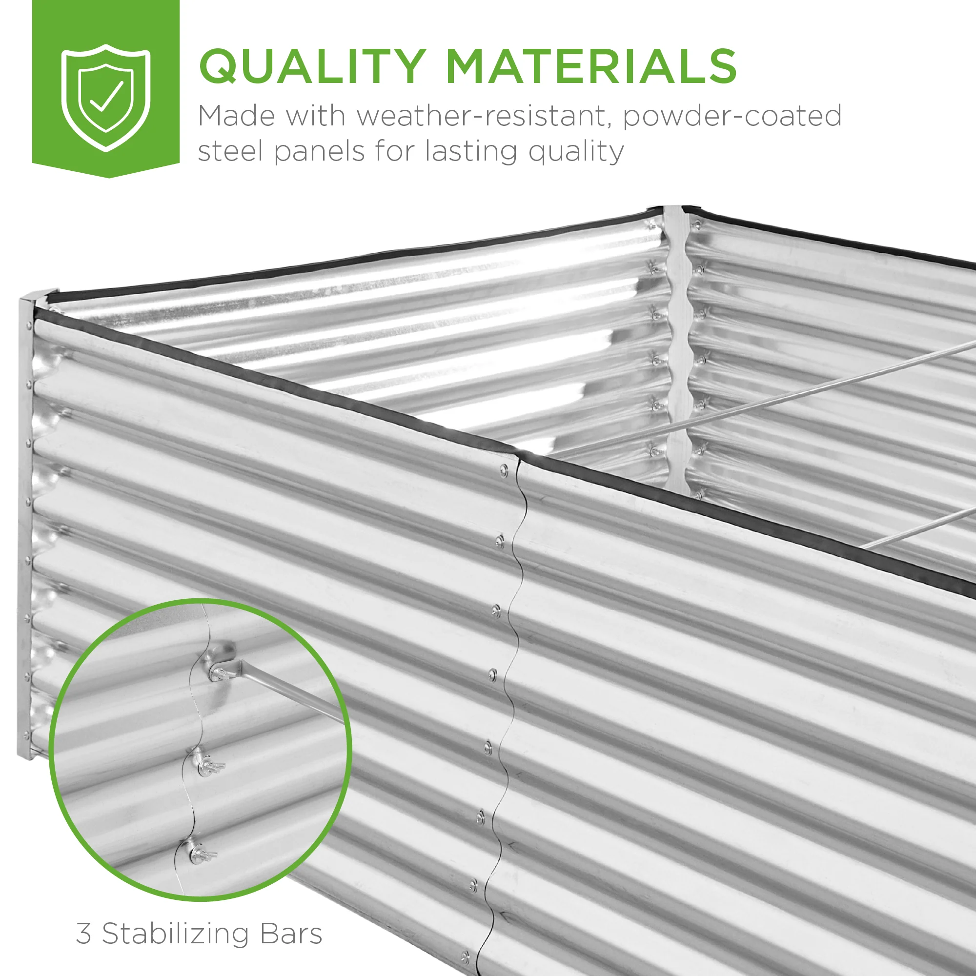 Outdoor Metal Raised Garden Bed for Vegetables, Flowers, Herbs - 8x4x2ft - Image 87