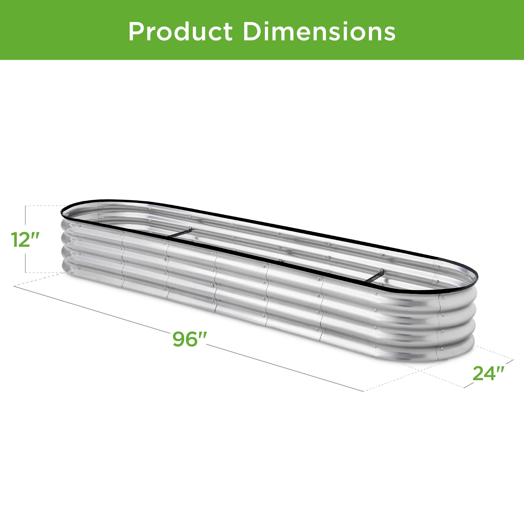 Outdoor Metal Raised Oval Garden Bed for Vegetables, Flowers - 8x2x1ft - Image 21
