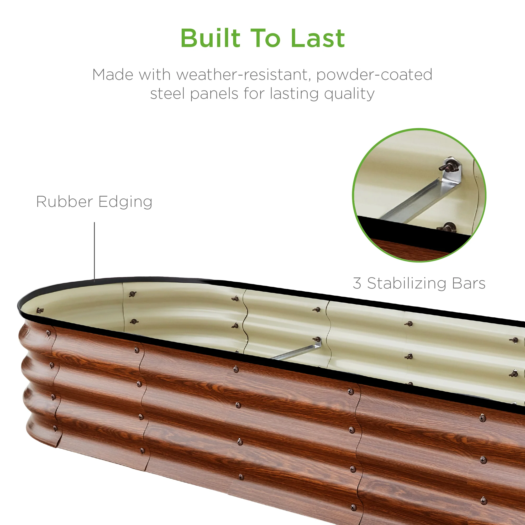 Outdoor Metal Raised Oval Garden Bed for Vegetables, Flowers - 8x2x1ft - Image 33
