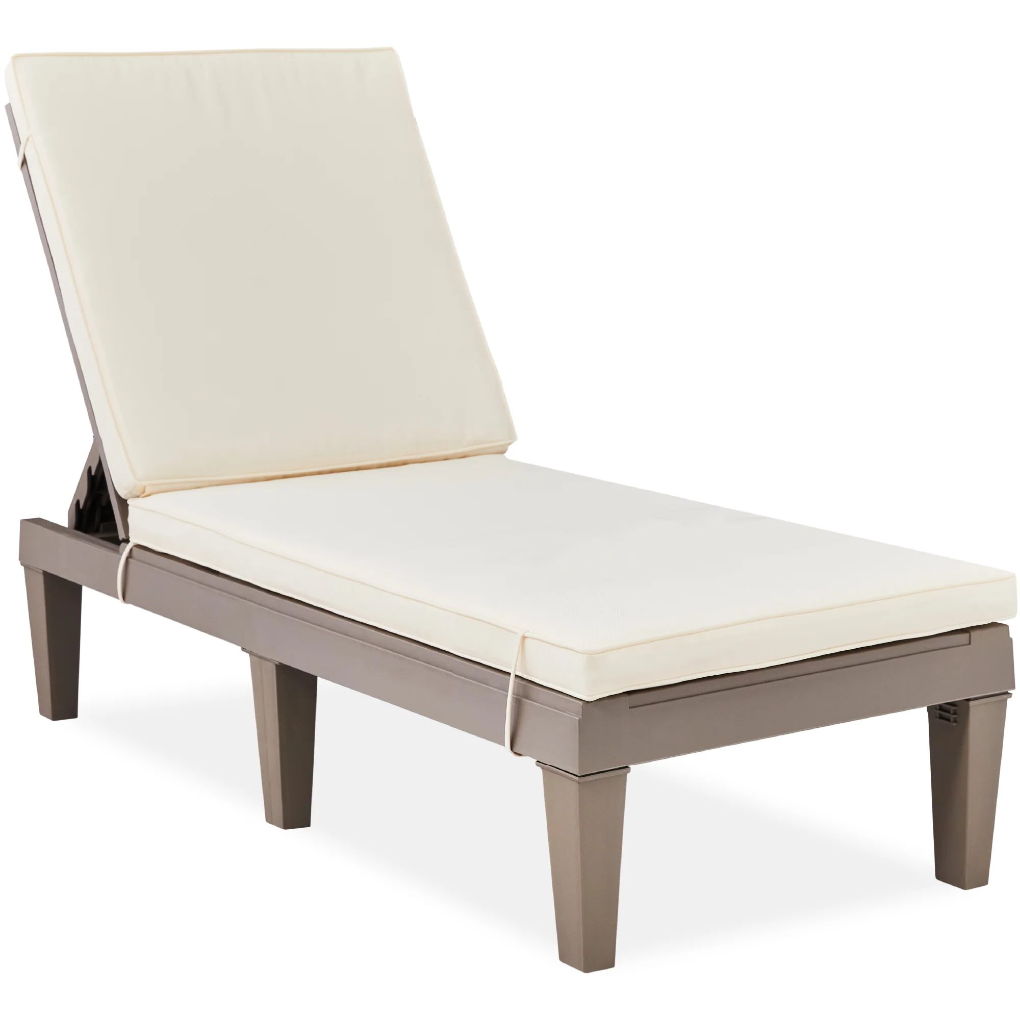 Outdoor Patio Lounge Chair, Resin Chaise Lounger w/ Seat Cushion, 5 Positions - Image 8