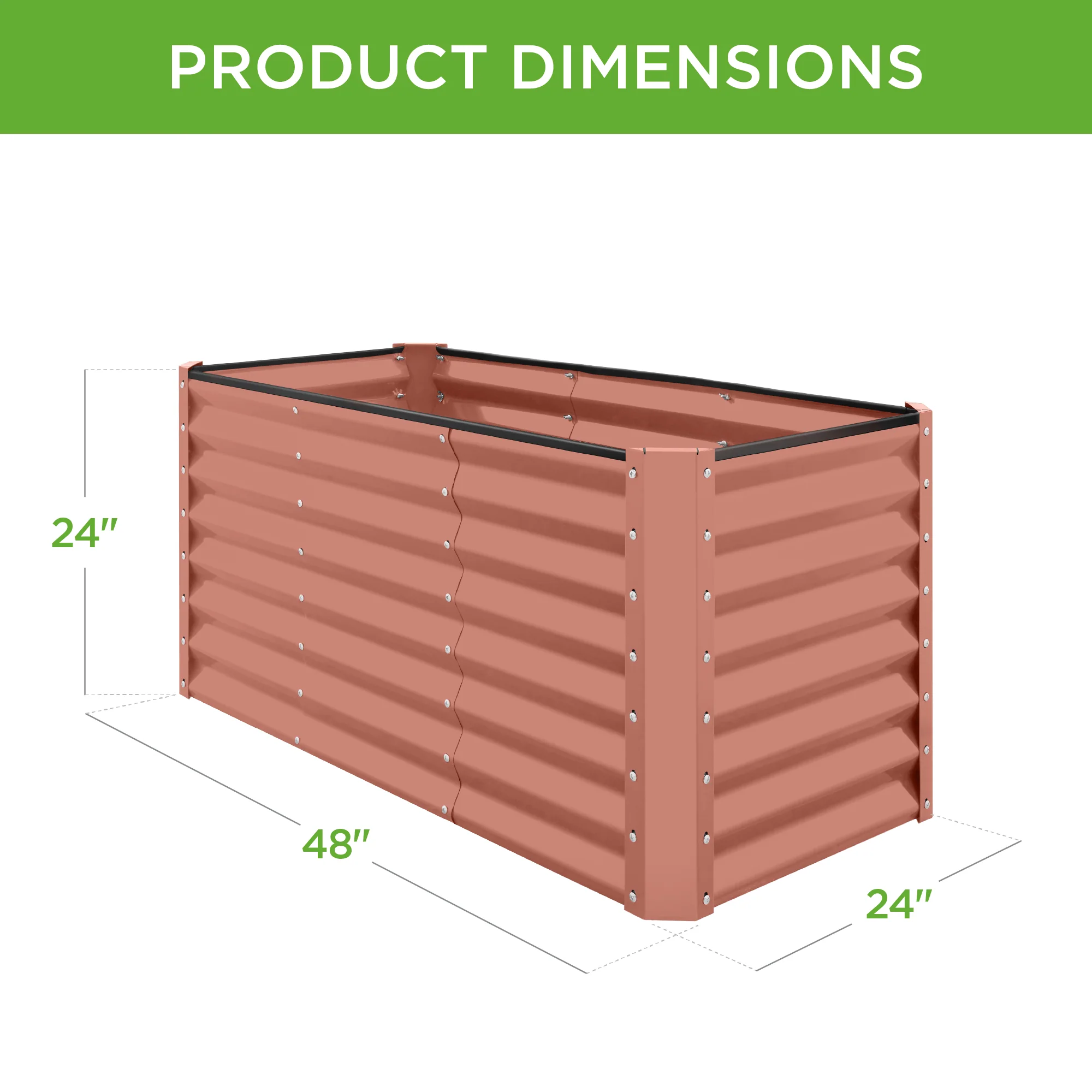 Outdoor Raised Metal Garden Bed for Vegetables, Flowers, Herbs - 4x2x2ft - Image 106