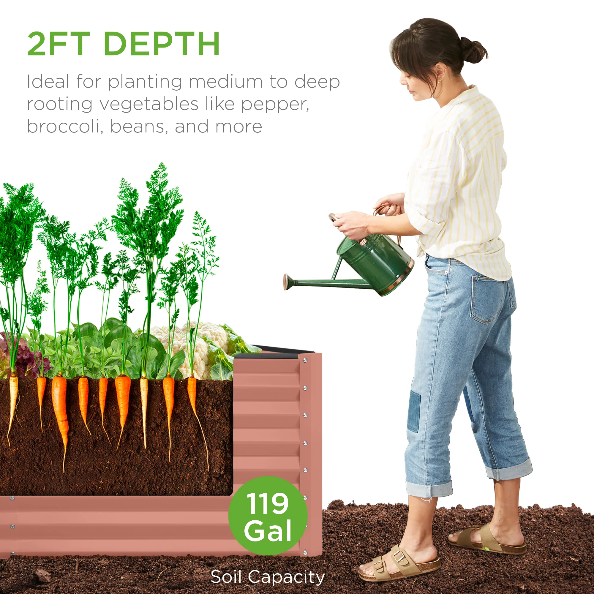 Outdoor Raised Metal Garden Bed for Vegetables, Flowers, Herbs - 4x2x2ft - Image 107
