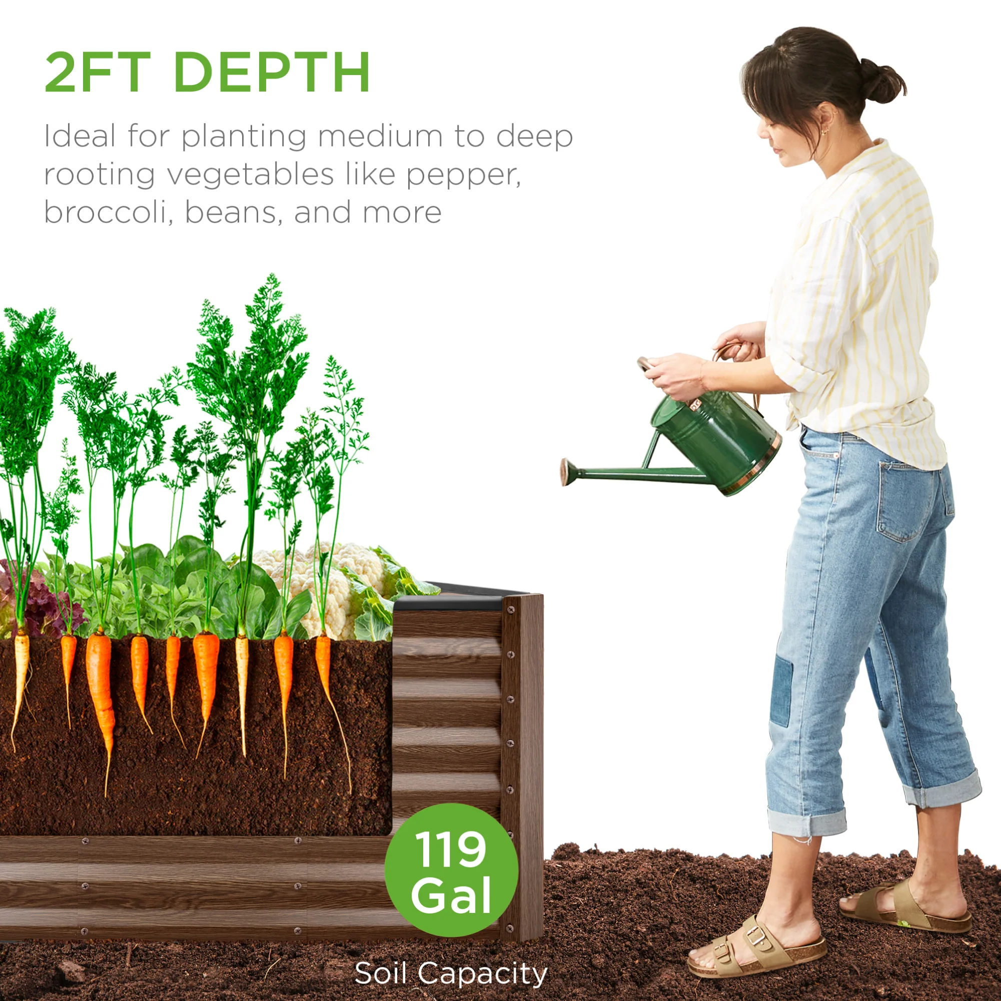 Outdoor Raised Metal Garden Bed for Vegetables, Flowers, Herbs - 4x2x2ft - Image 115