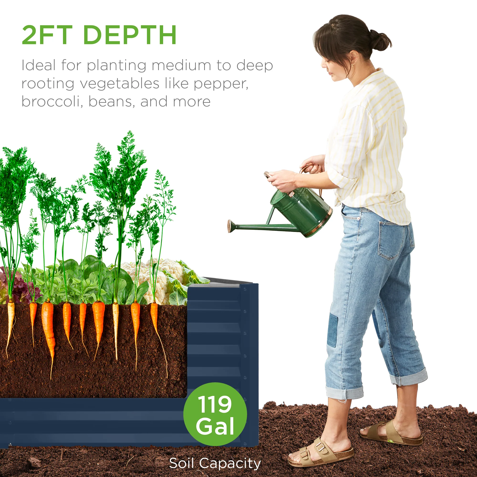 Outdoor Raised Metal Garden Bed for Vegetables, Flowers, Herbs - 4x2x2ft - Image 12