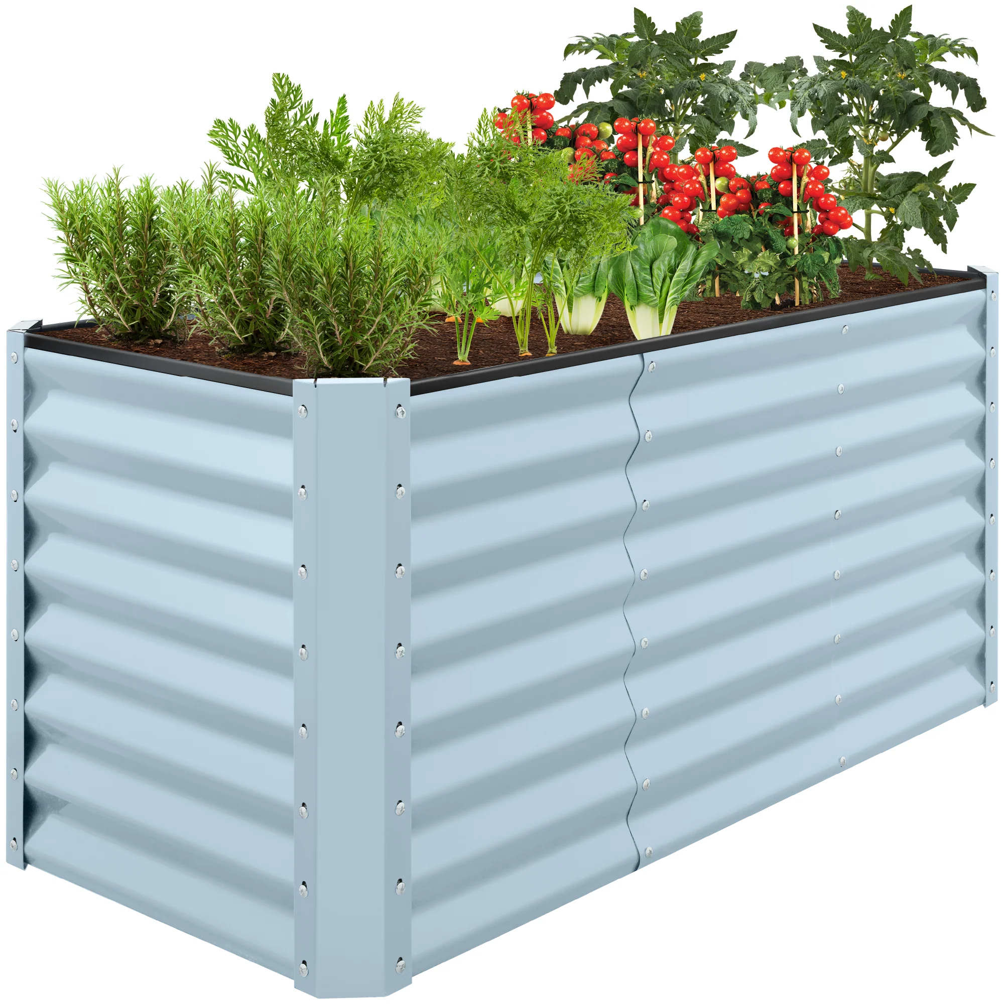 Outdoor Raised Metal Garden Bed for Vegetables, Flowers, Herbs - 4x2x2ft - Image 128