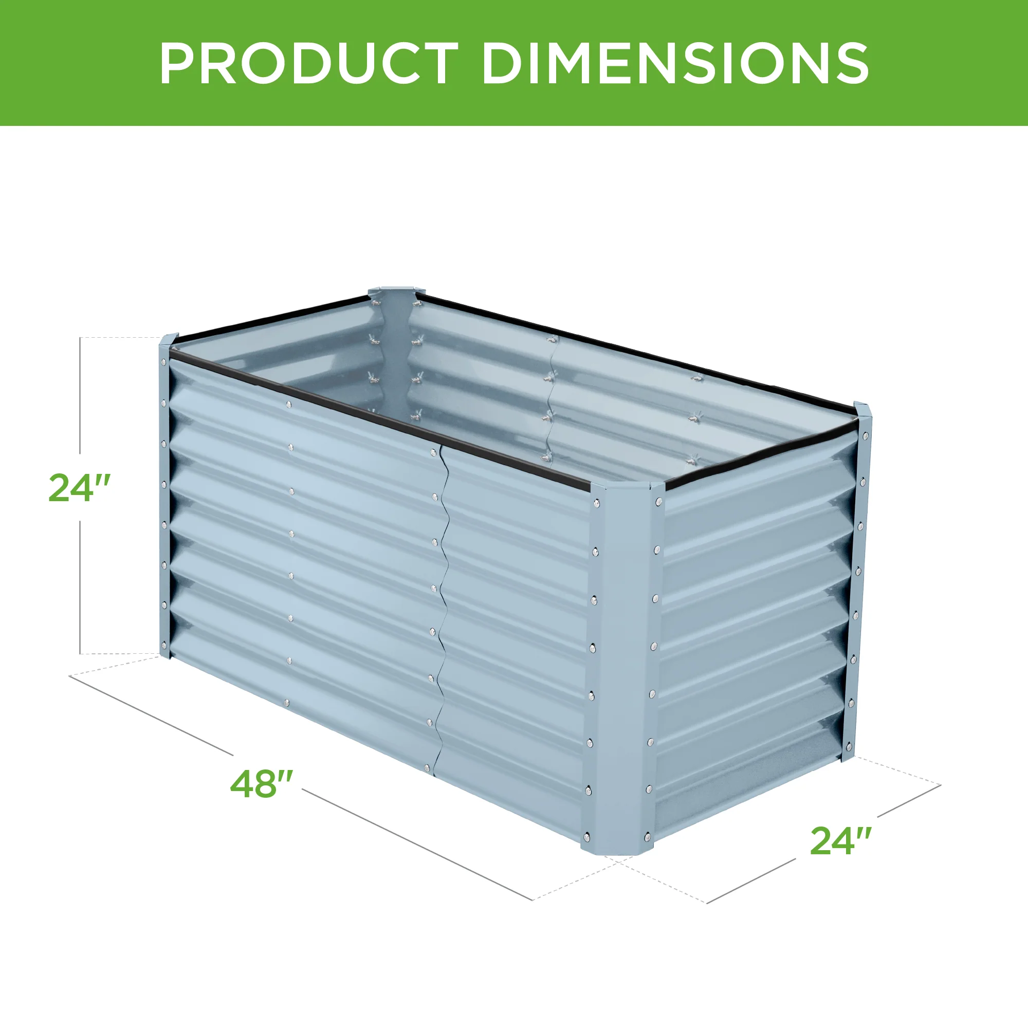 Outdoor Raised Metal Garden Bed for Vegetables, Flowers, Herbs - 4x2x2ft - Image 130