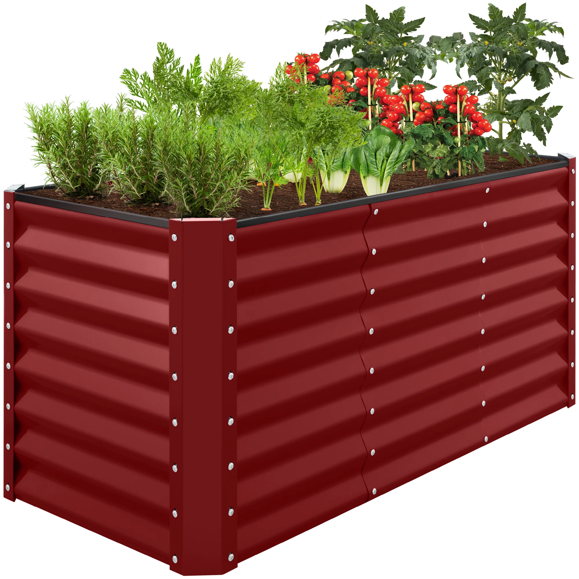 Outdoor Raised Metal Garden Bed for Vegetables, Flowers, Herbs - 4x2x2ft - Image 136