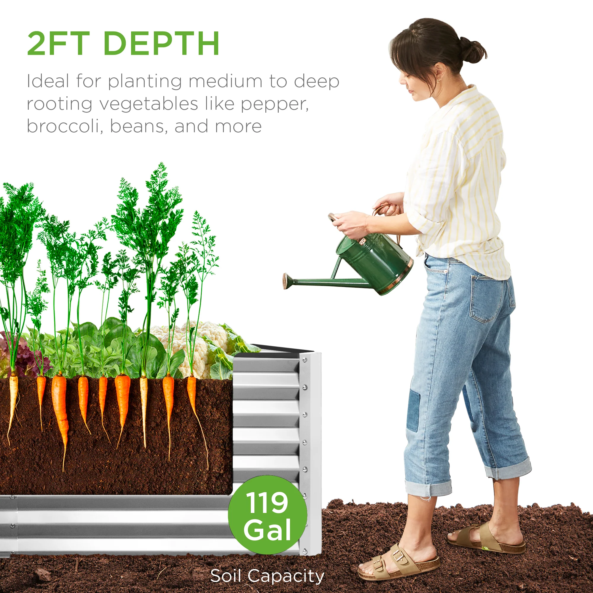 Outdoor Raised Metal Garden Bed for Vegetables, Flowers, Herbs - 4x2x2ft - Image 20