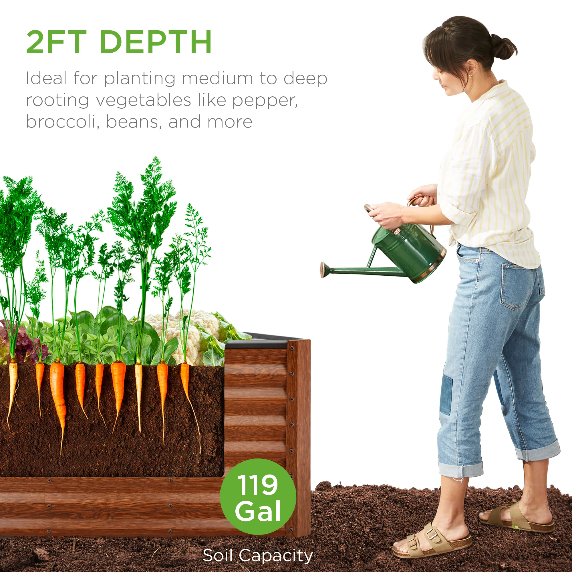 Outdoor Raised Metal Garden Bed for Vegetables, Flowers, Herbs - 4x2x2ft - Image 28