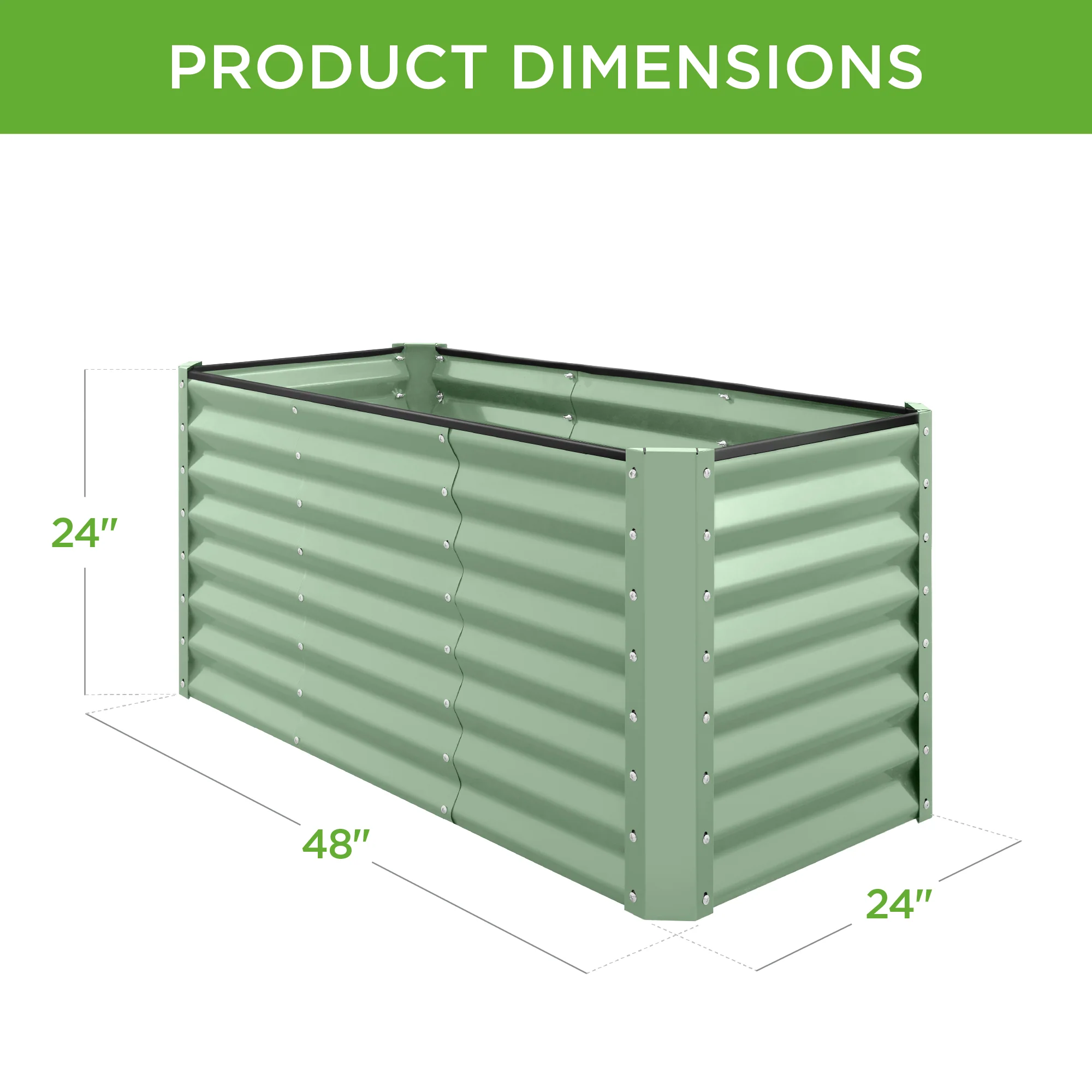 Outdoor Raised Metal Garden Bed for Vegetables, Flowers, Herbs - 4x2x2ft - Image 3