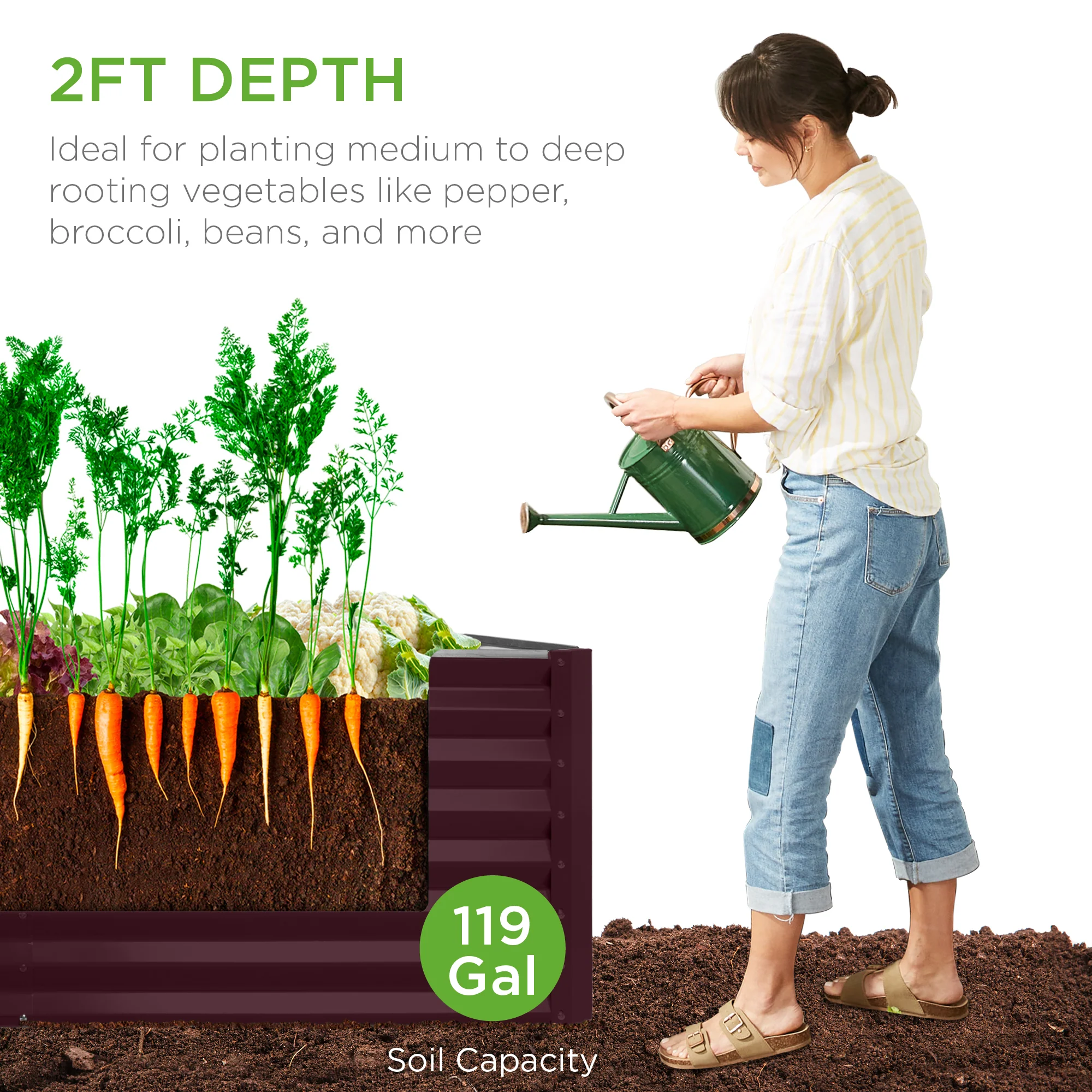 Outdoor Raised Metal Garden Bed for Vegetables, Flowers, Herbs - 4x2x2ft - Image 44
