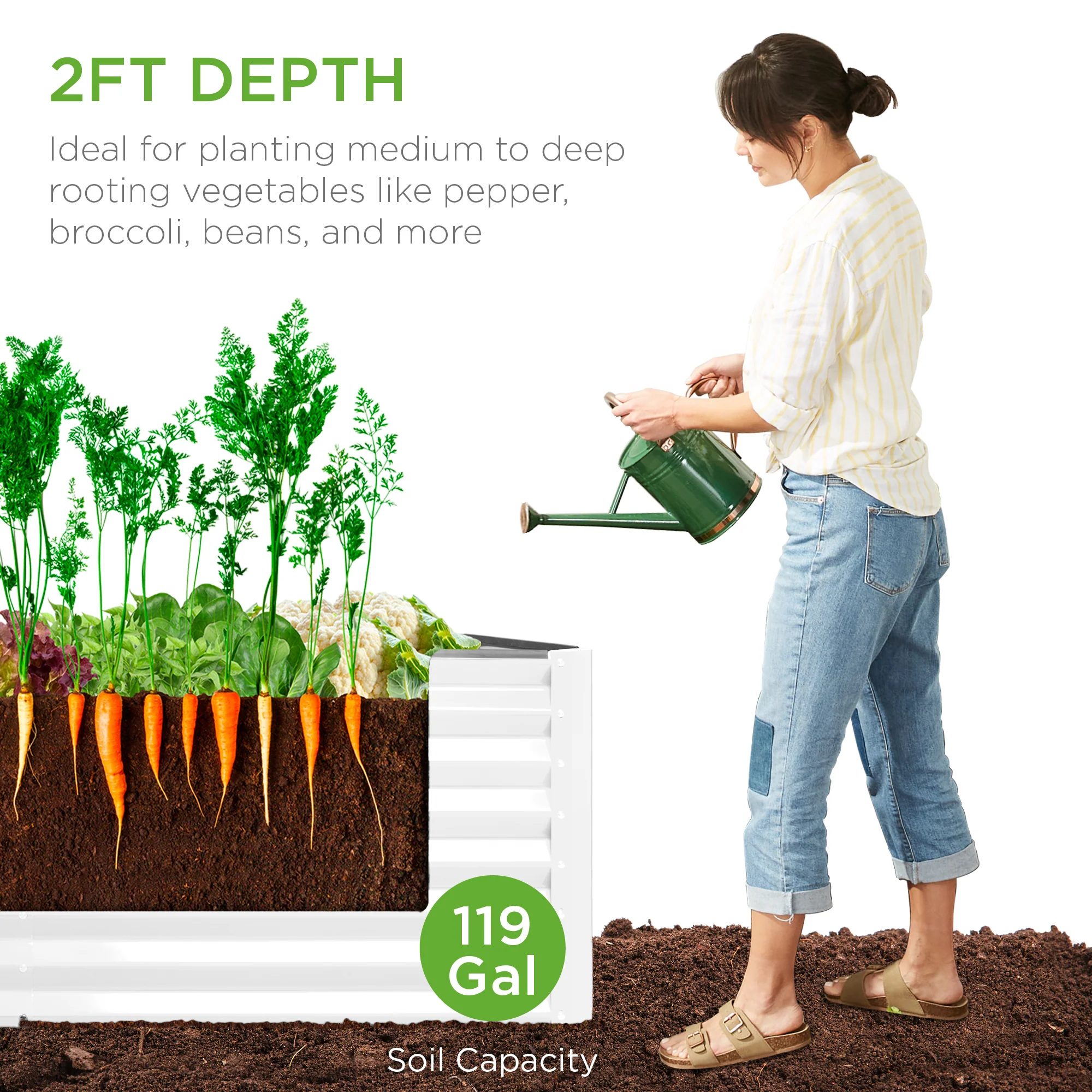 Outdoor Raised Metal Garden Bed for Vegetables, Flowers, Herbs - 4x2x2ft - Image 51