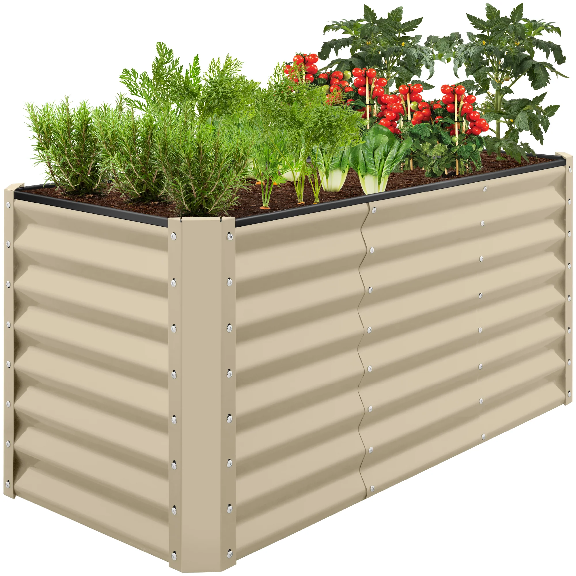 Outdoor Raised Metal Garden Bed for Vegetables, Flowers, Herbs - 4x2x2ft - Image 64