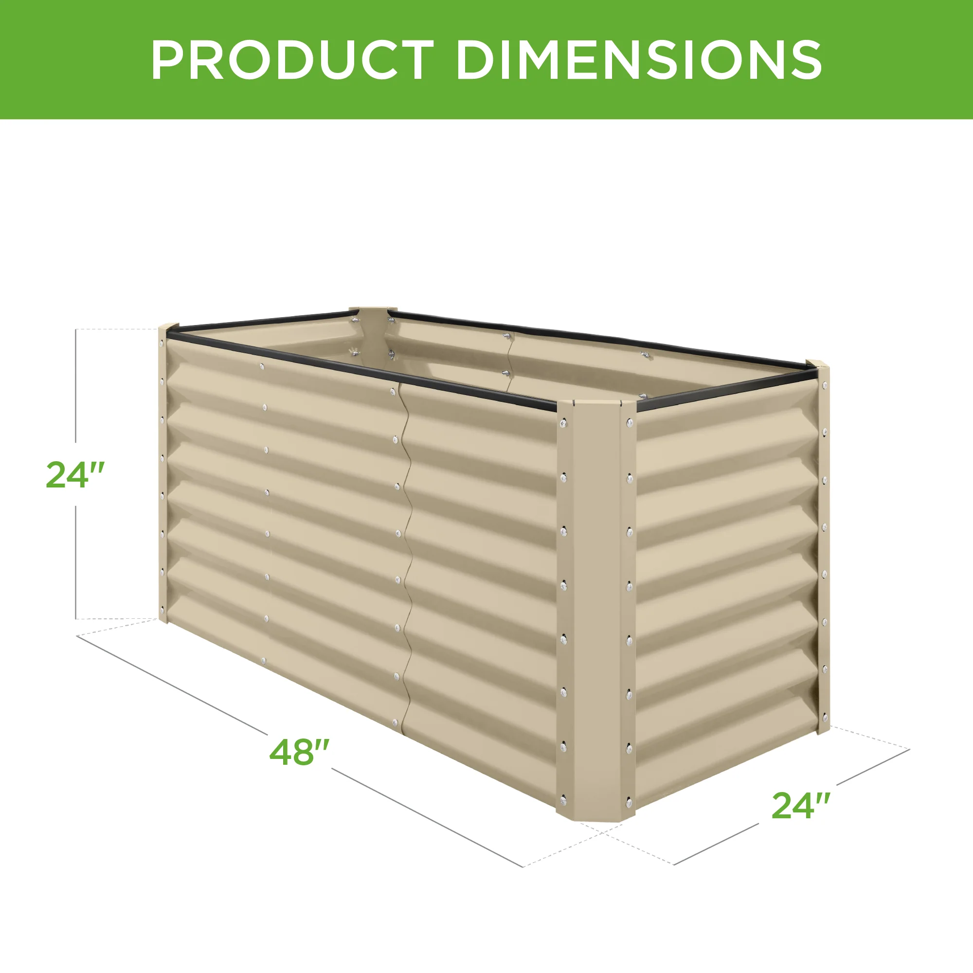 Outdoor Raised Metal Garden Bed for Vegetables, Flowers, Herbs - 4x2x2ft - Image 66