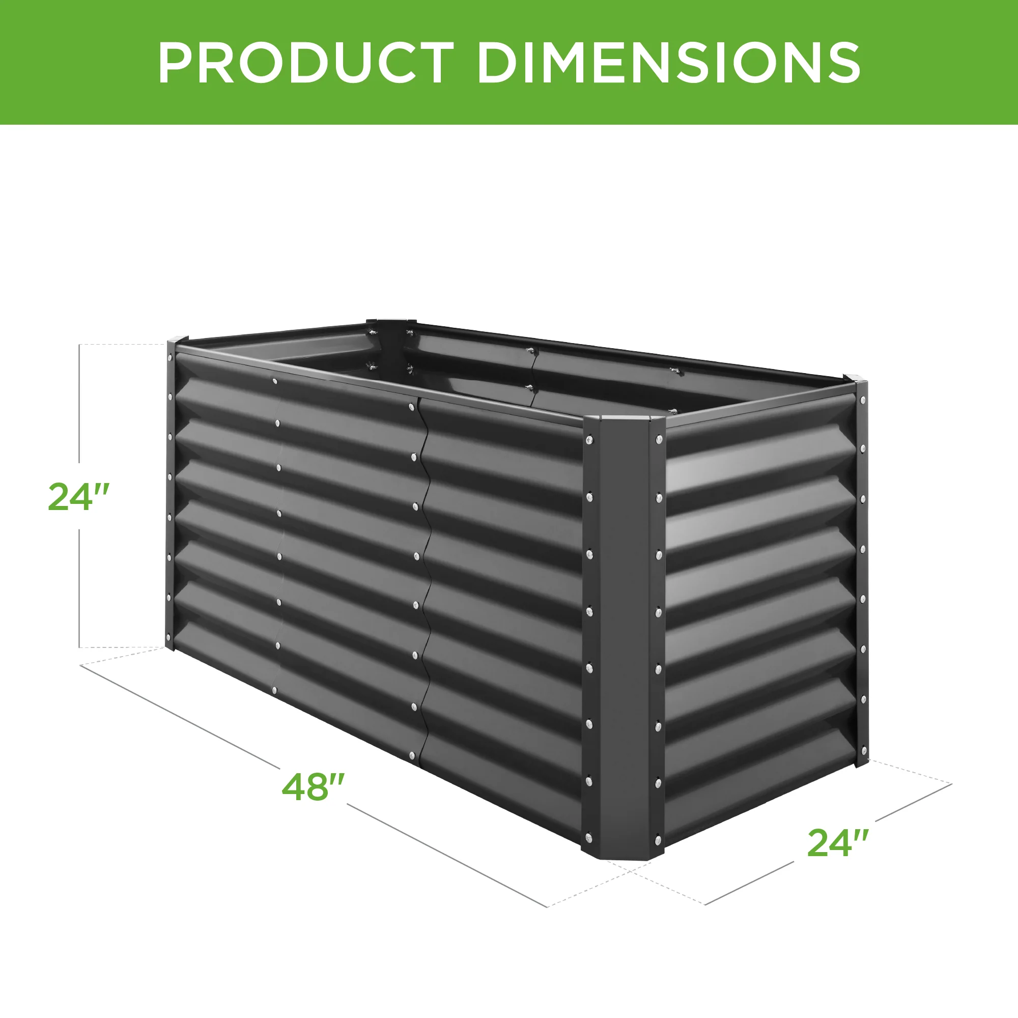 Outdoor Raised Metal Garden Bed for Vegetables, Flowers, Herbs - 4x2x2ft - Image 74