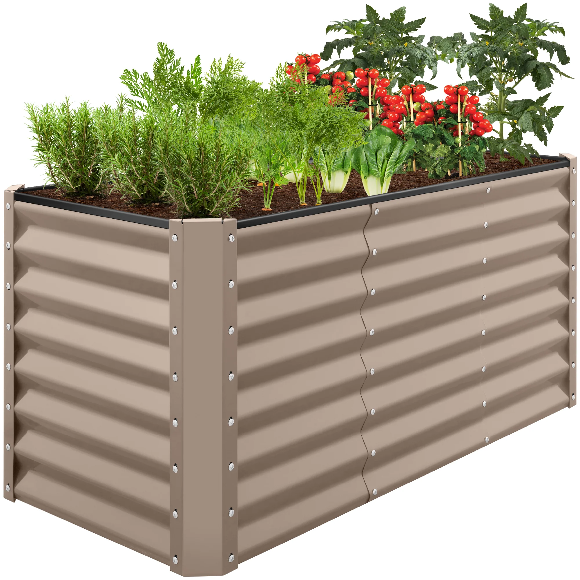 Outdoor Raised Metal Garden Bed for Vegetables, Flowers, Herbs - 4x2x2ft - Image 88