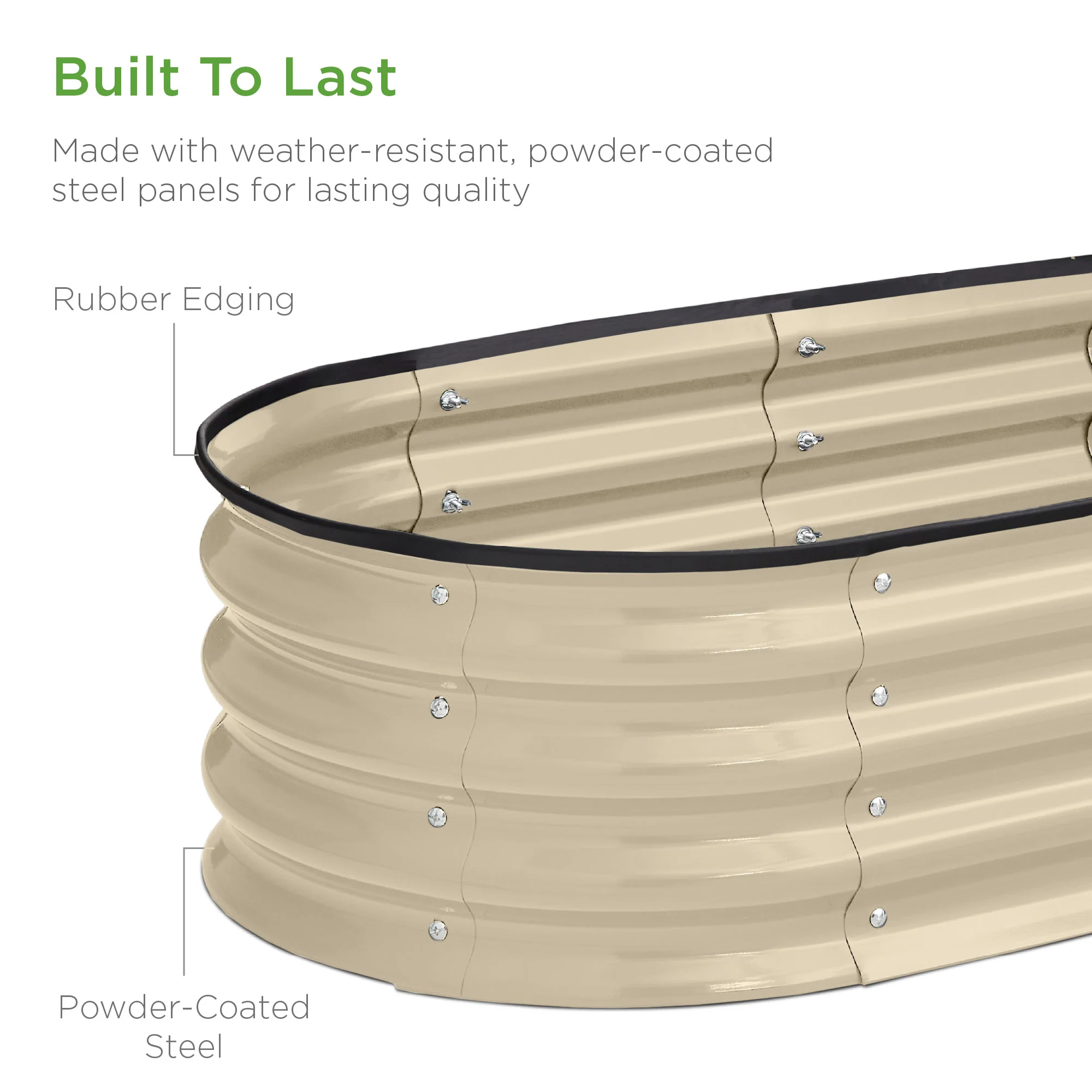 Outdoor Raised Metal Oval Garden Bed, Planter Box - 4x2x1ft - Image 12
