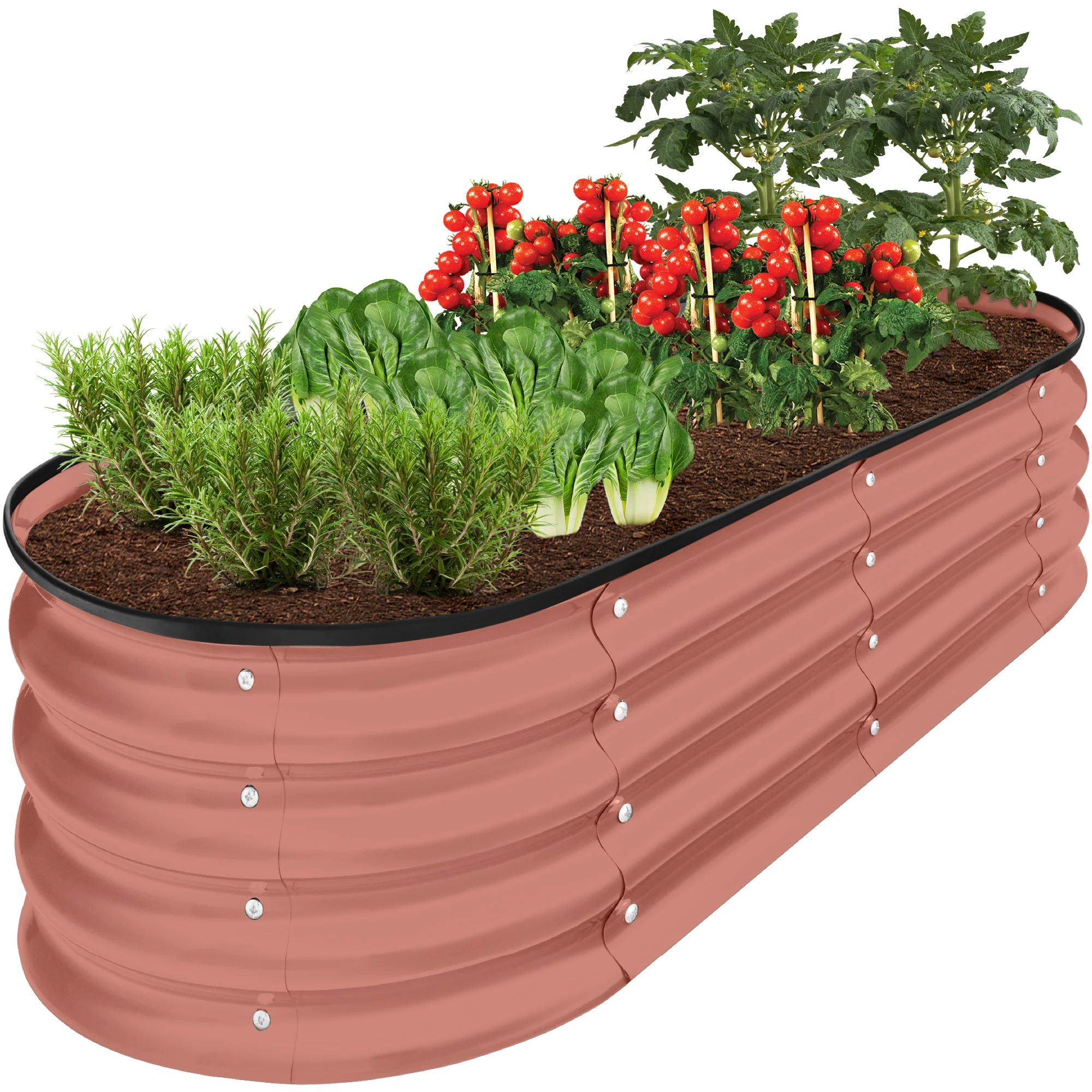 Outdoor Raised Metal Oval Garden Bed, Planter Box - 4x2x1ft - Image 15