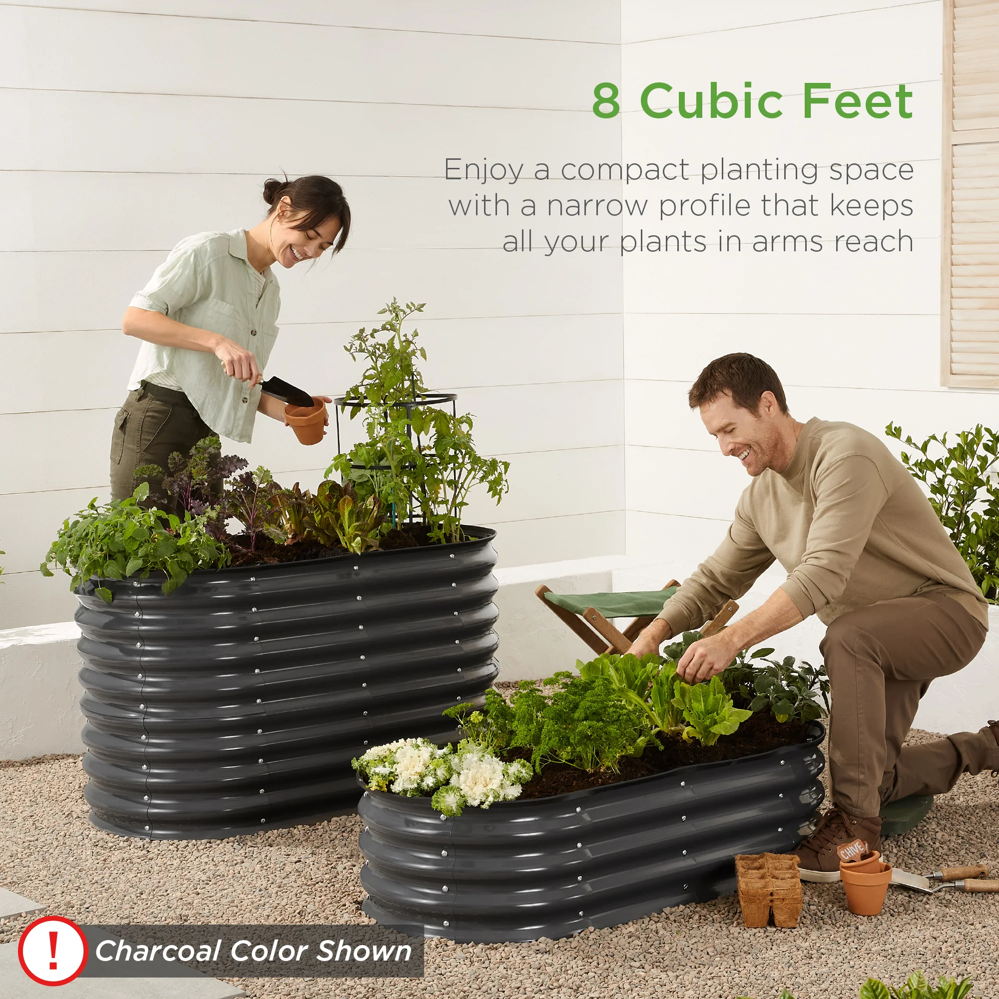 Outdoor Raised Metal Oval Garden Bed, Planter Box - 4x2x1ft - Image 20